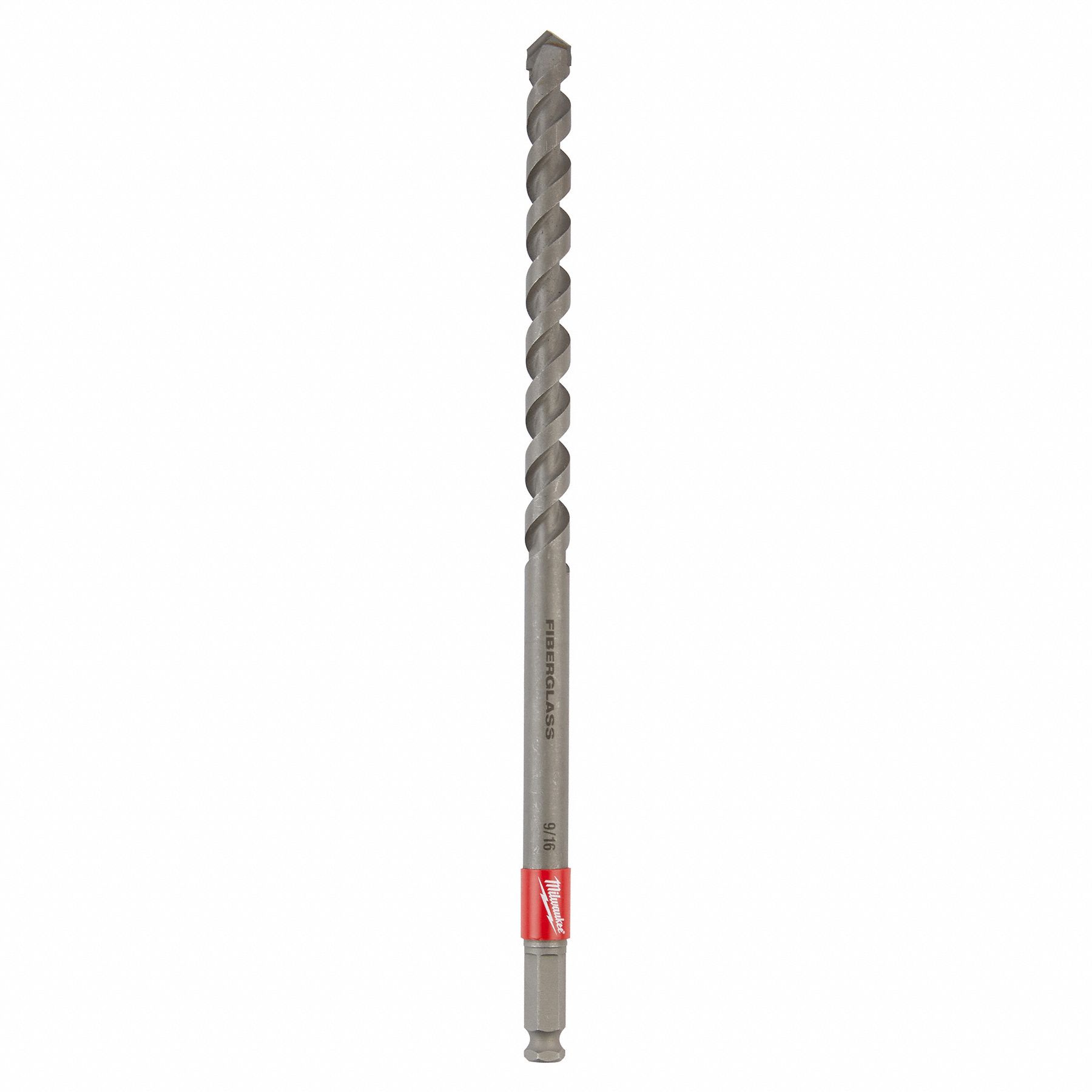 Auger Drill Bit: 9/16 in Drill Bit Size, 12 in Overall Lg, Hex Shank, Pole Auger Auger