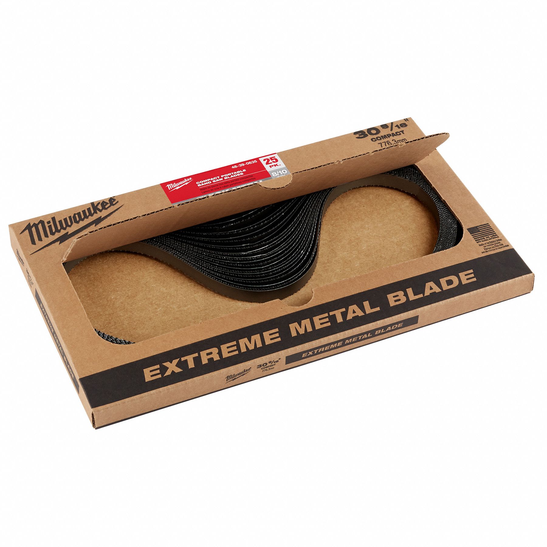 Portable Band Saw Blade: Stainless Steel, 8/10, 1/2 in Blade Wd, Thick Metal, Metal, 25 PK