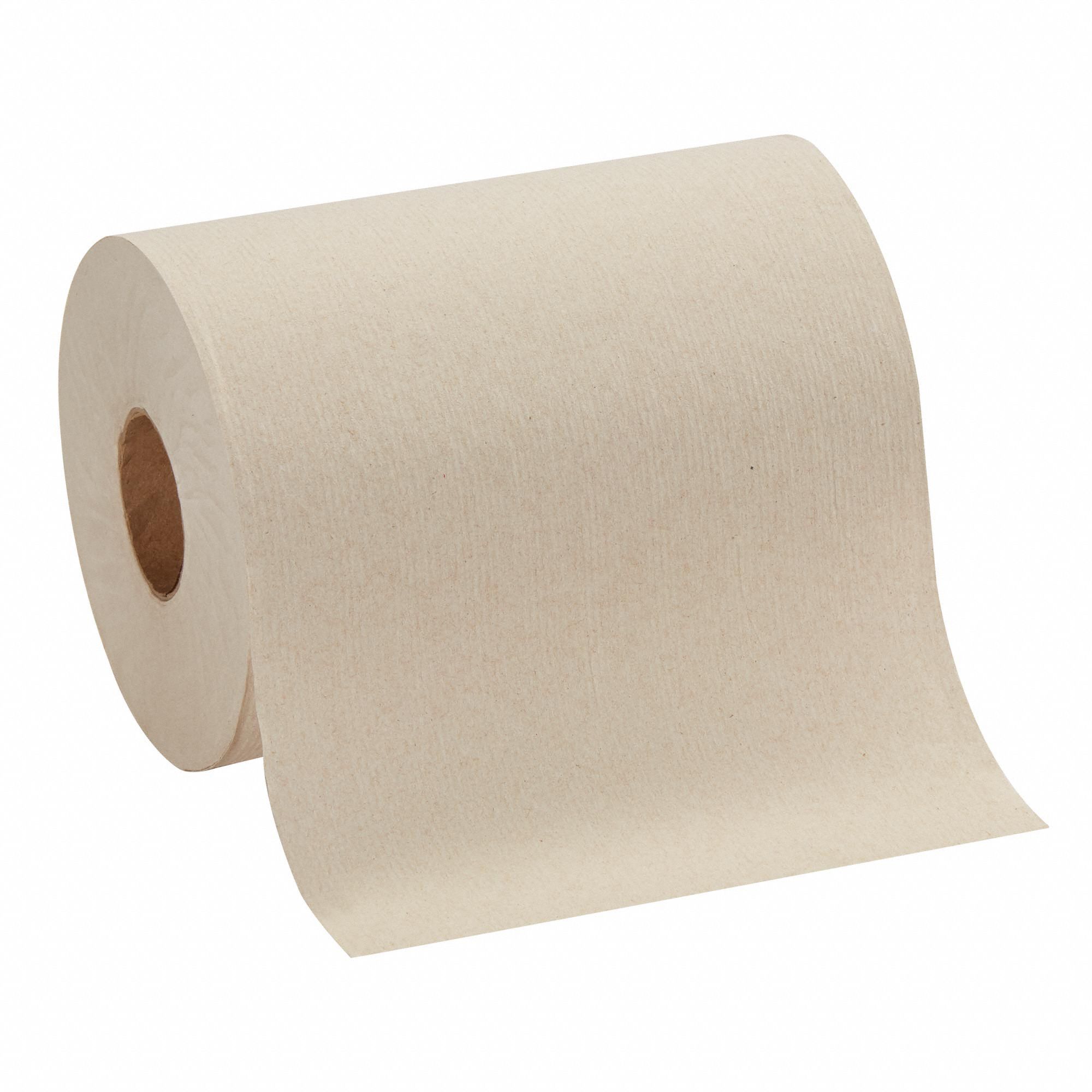 Paper Towel Roll: Brown, 7 13/16 in Roll Wd, 500 ft Roll Lg, Hardwound, 12 PK