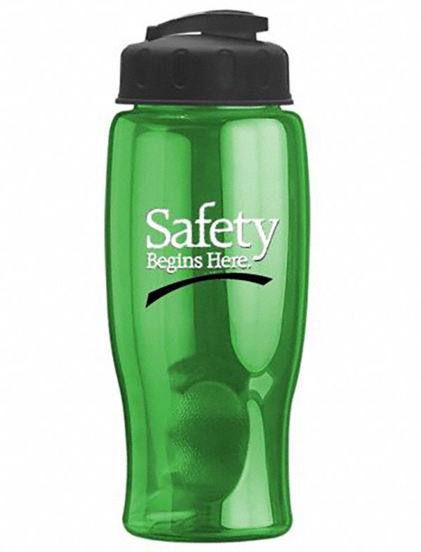 Water Bottle: 27 oz Capacity, Green, PETE, BPA-Free, Bottle