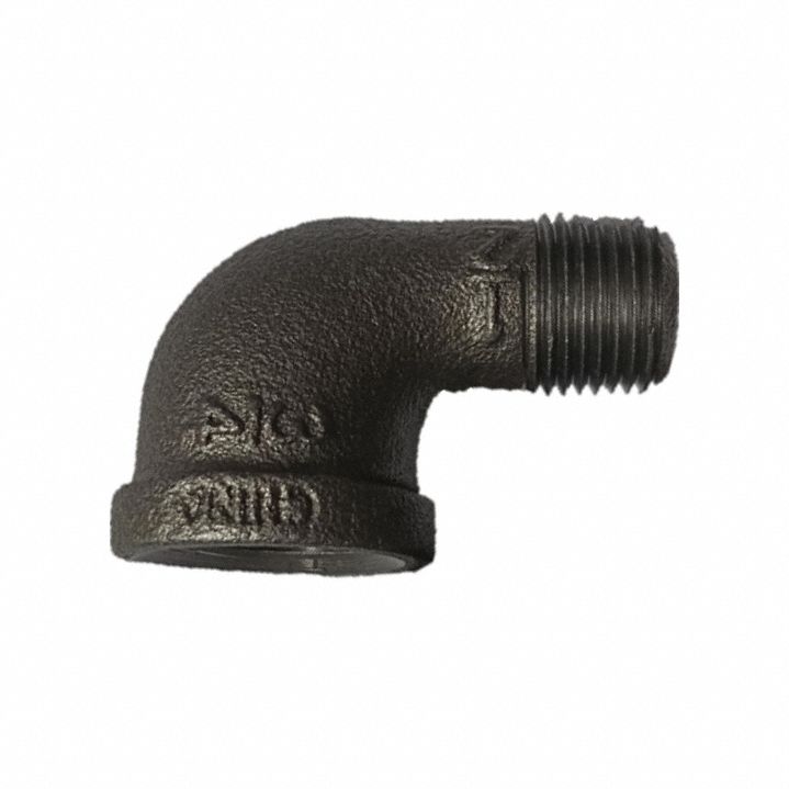 90 Degrees  Street Elbow: Malleable Iron, 3/4 in x 1/2 in Fitting Pipe Size, Female NPT x Male NPT