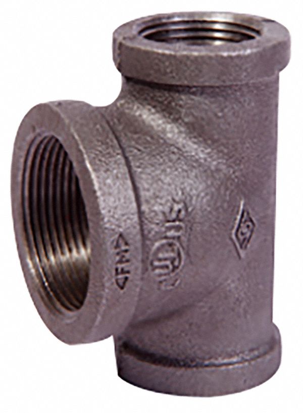 REDUCING TEE: MALLEABLE IRON, ⅜ IN X ⅜ IN X ½ IN FITTING, CLASS 150, 51 MM LG