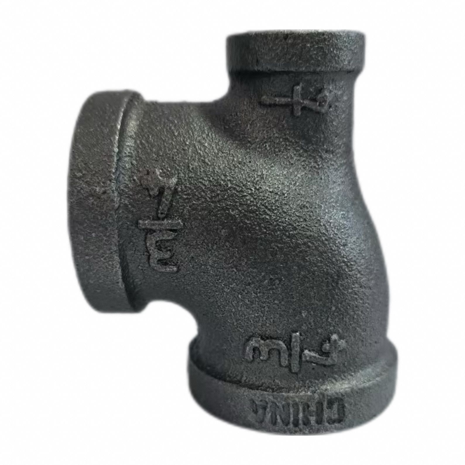 Reducing Tee: Malleable Iron, 3/4 in x 1/4 in x 3/4 in Fitting Pipe Size, Class 150, 60 mm Lg