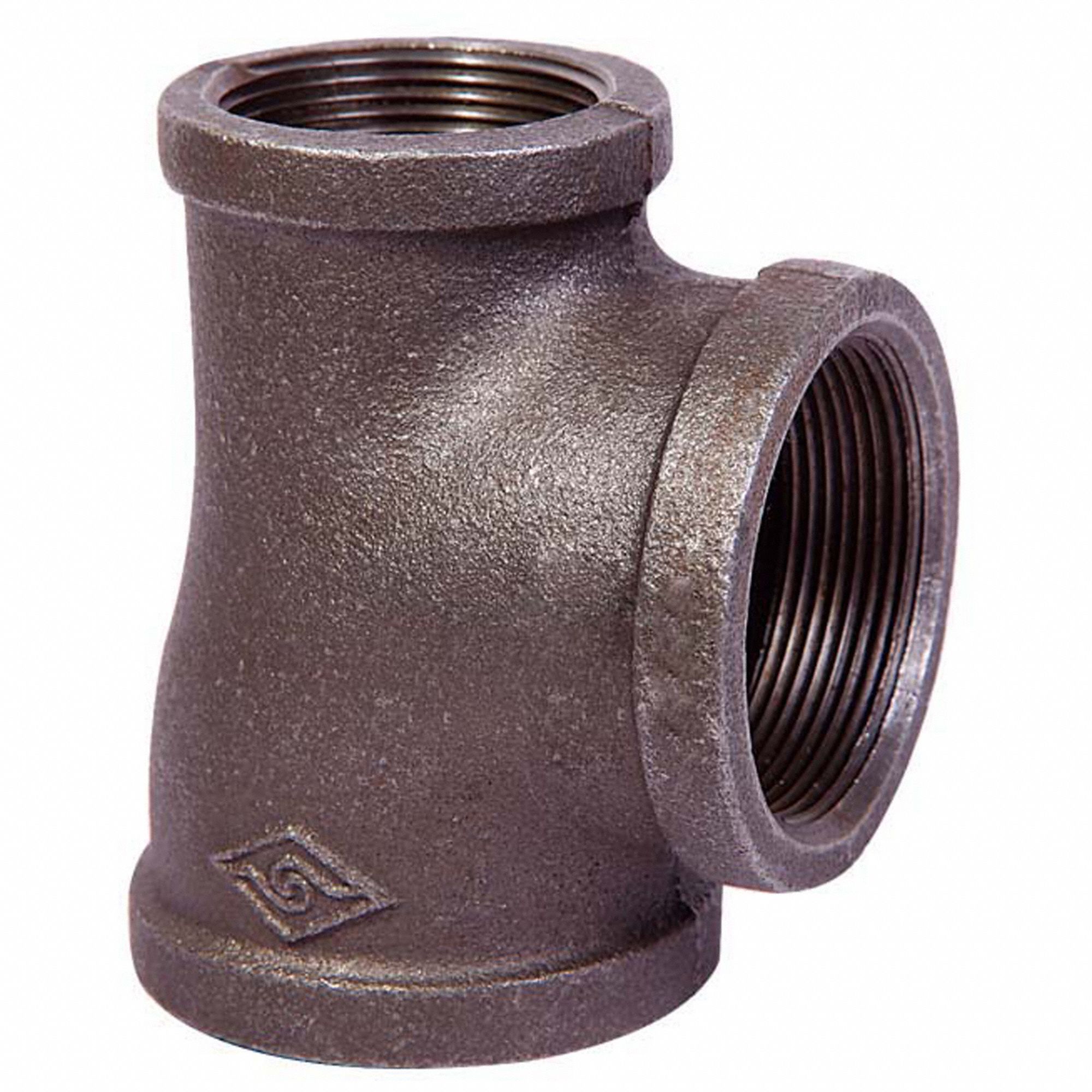 Reducing Tee: Malleable Iron, 1 in x 1/4 in x 1 in Fitting Pipe Size, Class 150, 67 mm Lg