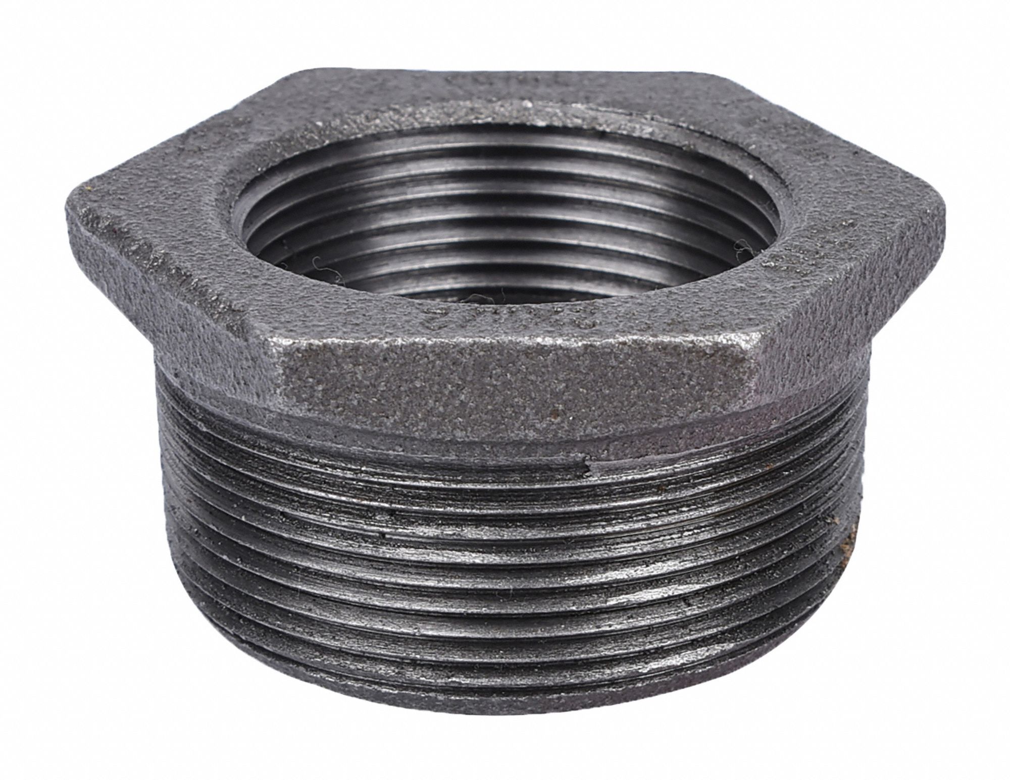 Hex Bushing: Malleable Iron, 3 1/2 in x 3 in Fitting Pipe Size, Female NPT x Female NPT, Class 150