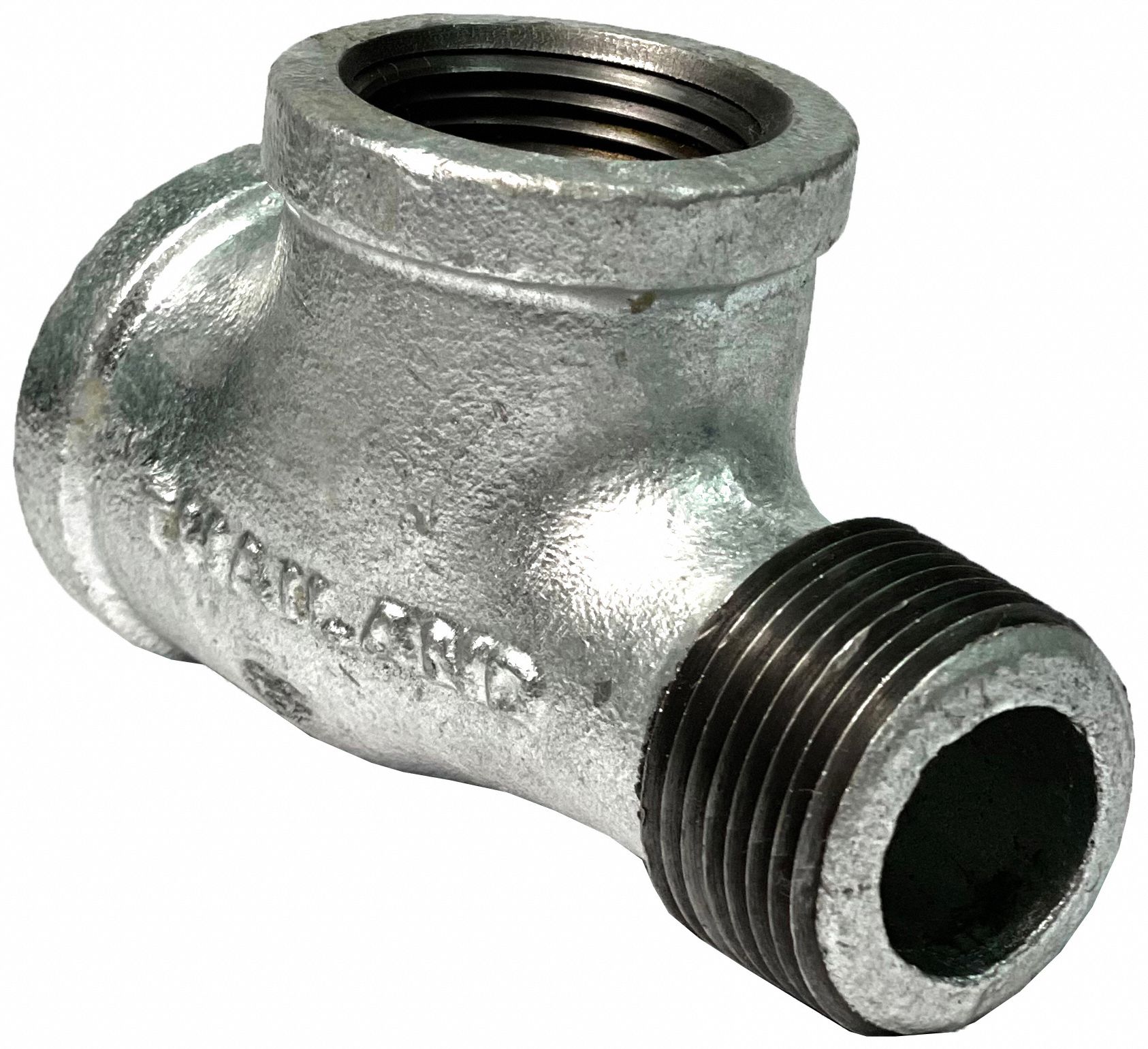 Street Tee: Malleable Iron, 1 in x 1 in x 1 in, NPT x NPT x NPT, Class 150, 3 5/8 in Lg