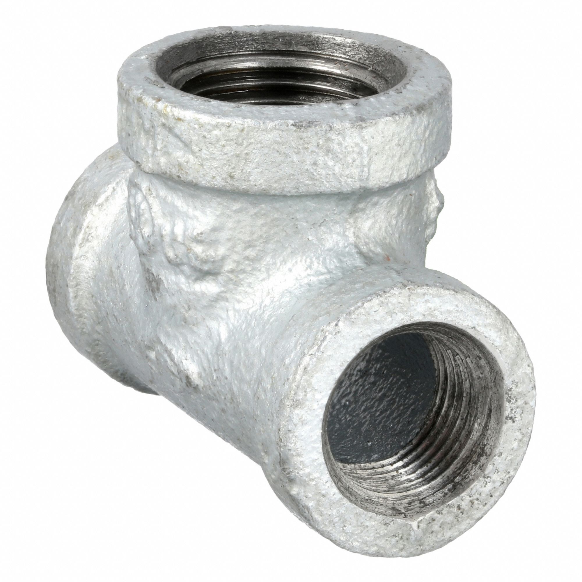 Reducing Tee: Malleable Iron, 3/8 in x 3/8 in x 1/2 in, NPT x NPT x NPT, Class 150, 51 mm Lg