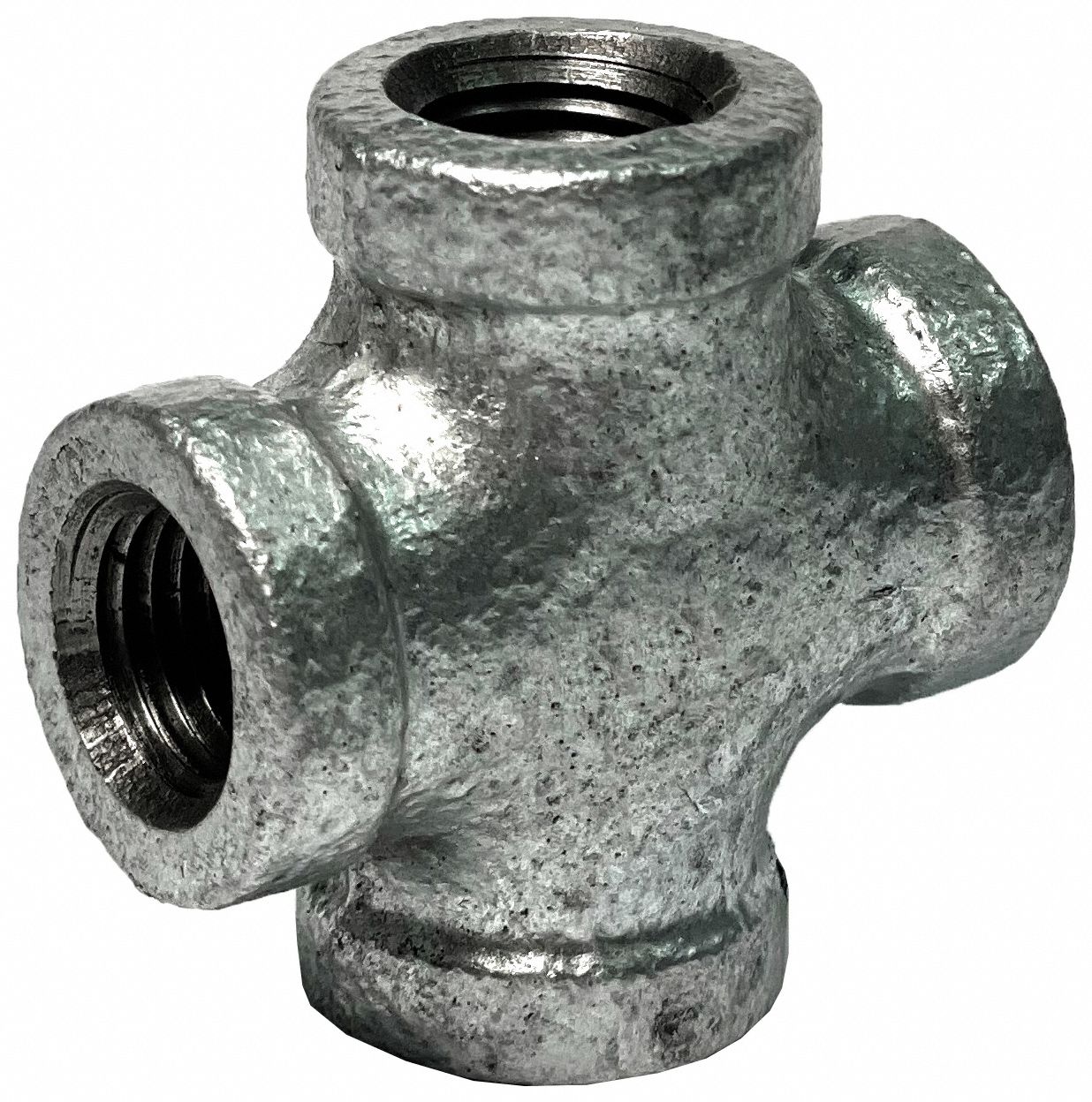 Cross: Malleable Iron, 1/4 in x 1/4 in x 1/4 in x 1/4 in, NPT x NPT x NPT x NPT, Class 150