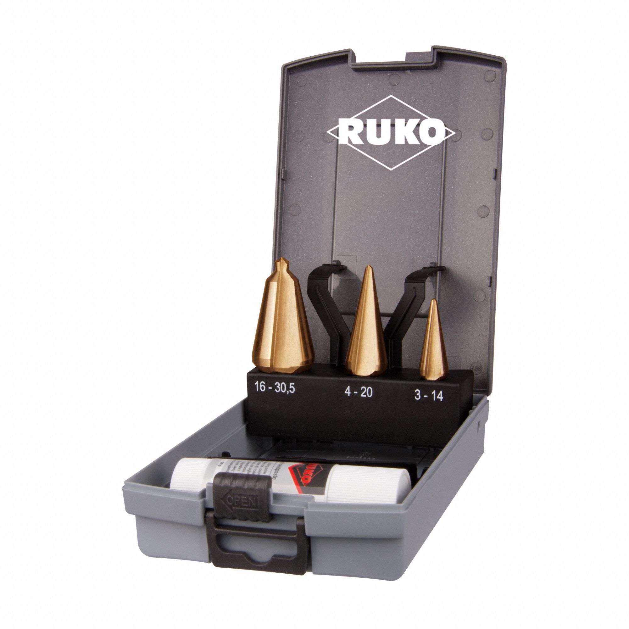 Tube and Sheet Drill Set: 3 Pc, 3 mm to 30.5 mm, TiN-Coated HSS, 118° Point