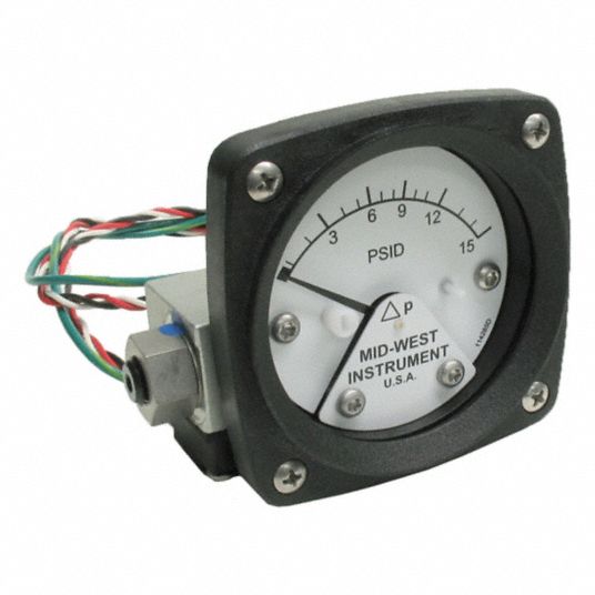 MIDWEST INSTRUMENT Differential Pressure Gauge & Switch 0 to 110 psid