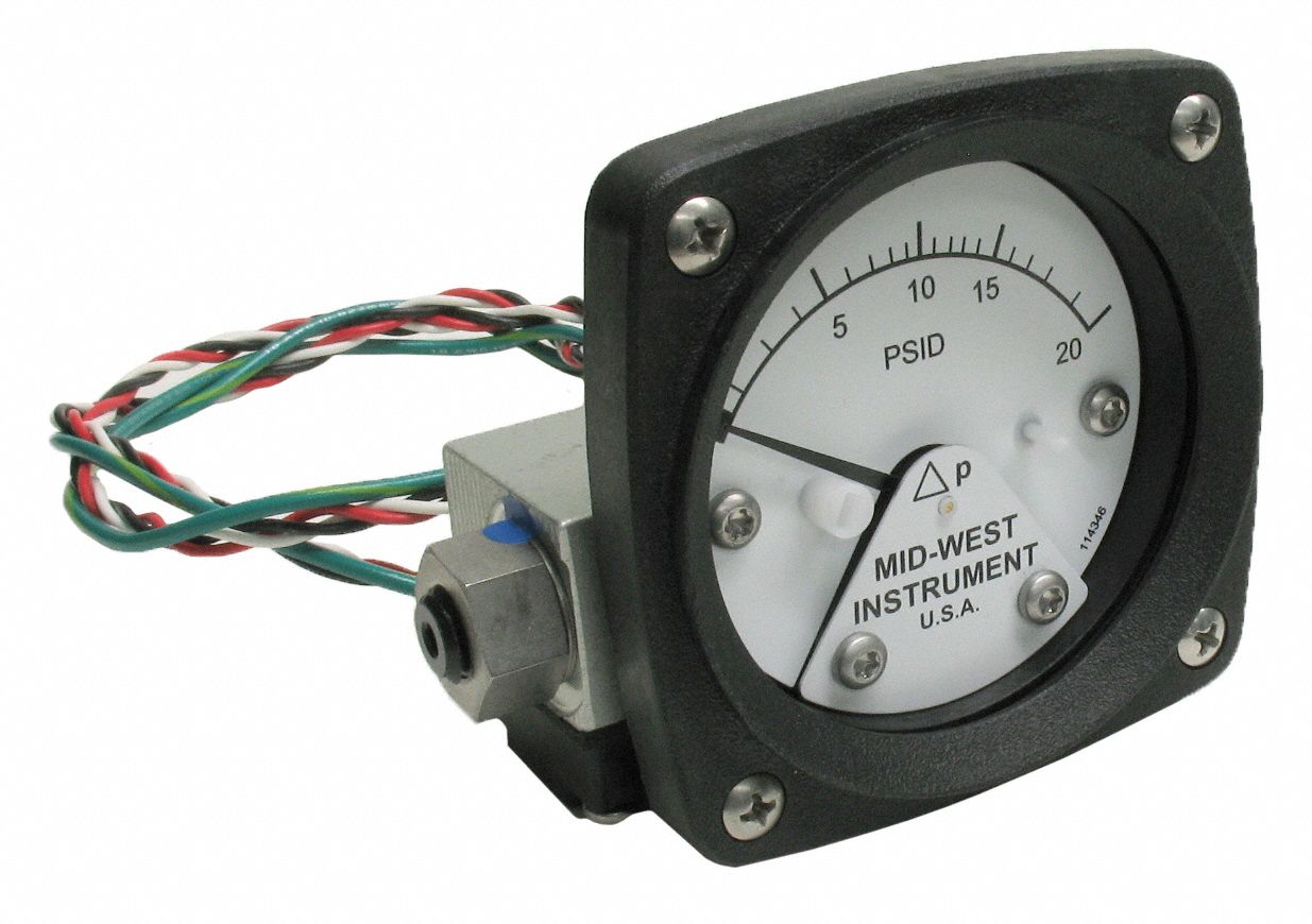 MIDWEST INSTRUMENT Differential Pressure Gauge & Switch 0 to 110 psid