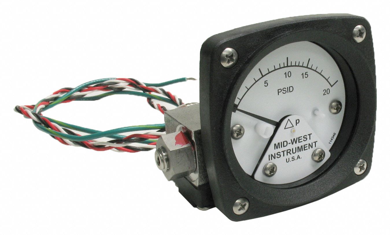 Differential Pressure Gauge & Switch: Back, 1/4 in NPT Female, 120, 2 1/2 in Dial