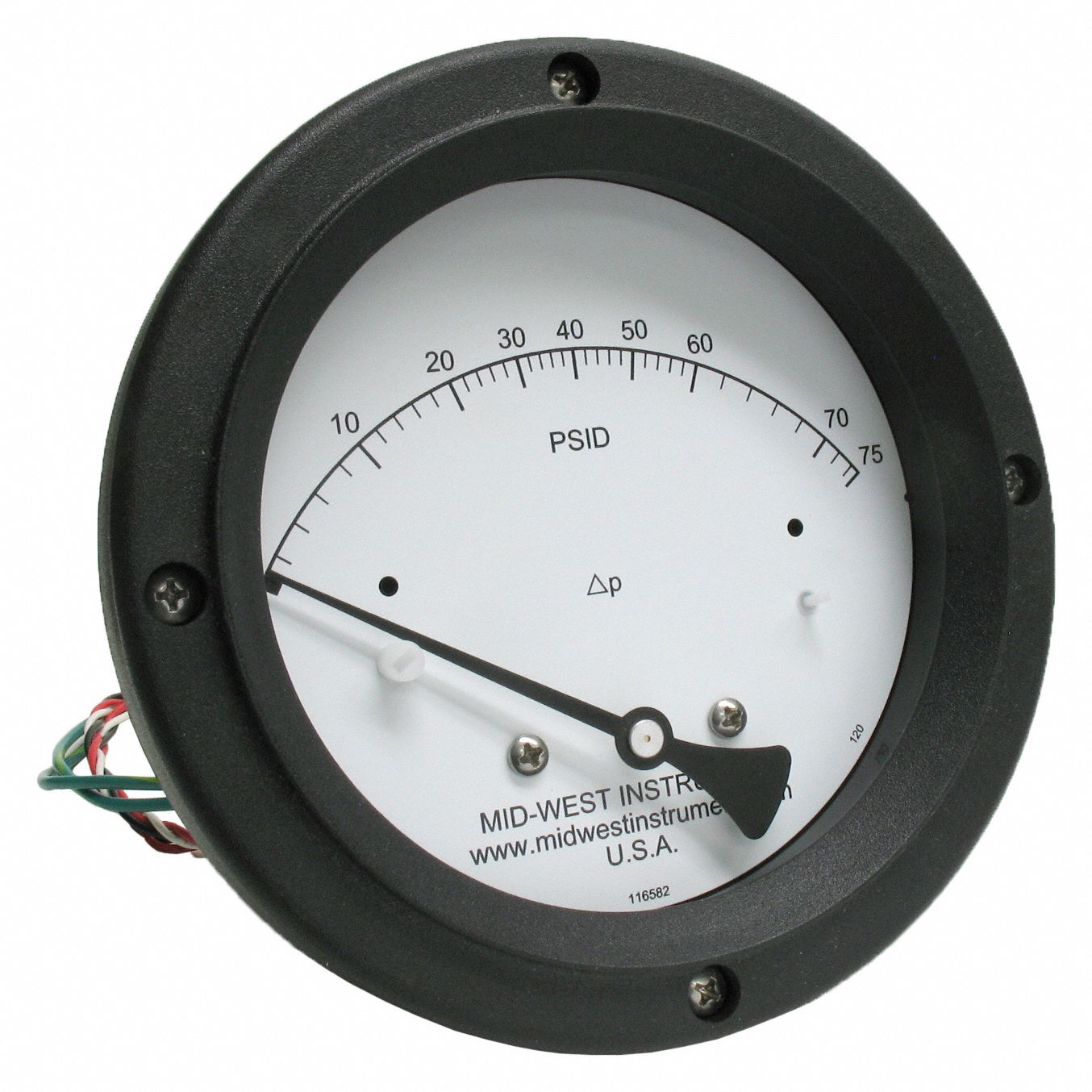 Differential Pressure Gauge & Switch: Back, 1/4 in NPT Female, 120, 4 1/2 in Dial