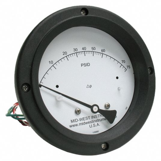 MIDWEST INSTRUMENT, Back, 1/4 in NPT Female, Differential Pressure ...