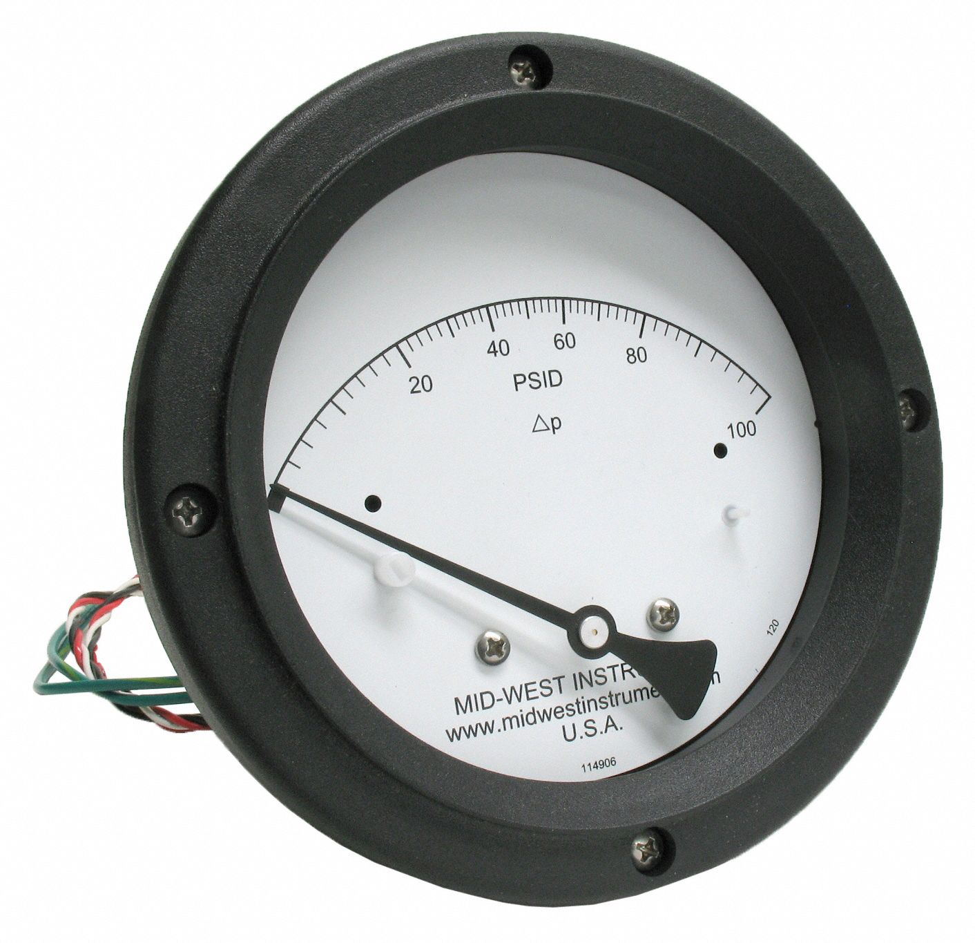 Differential Pressure Gauge & Switch: Back, 1/4 in NPT Female, 120, 4 1/2 in Dial