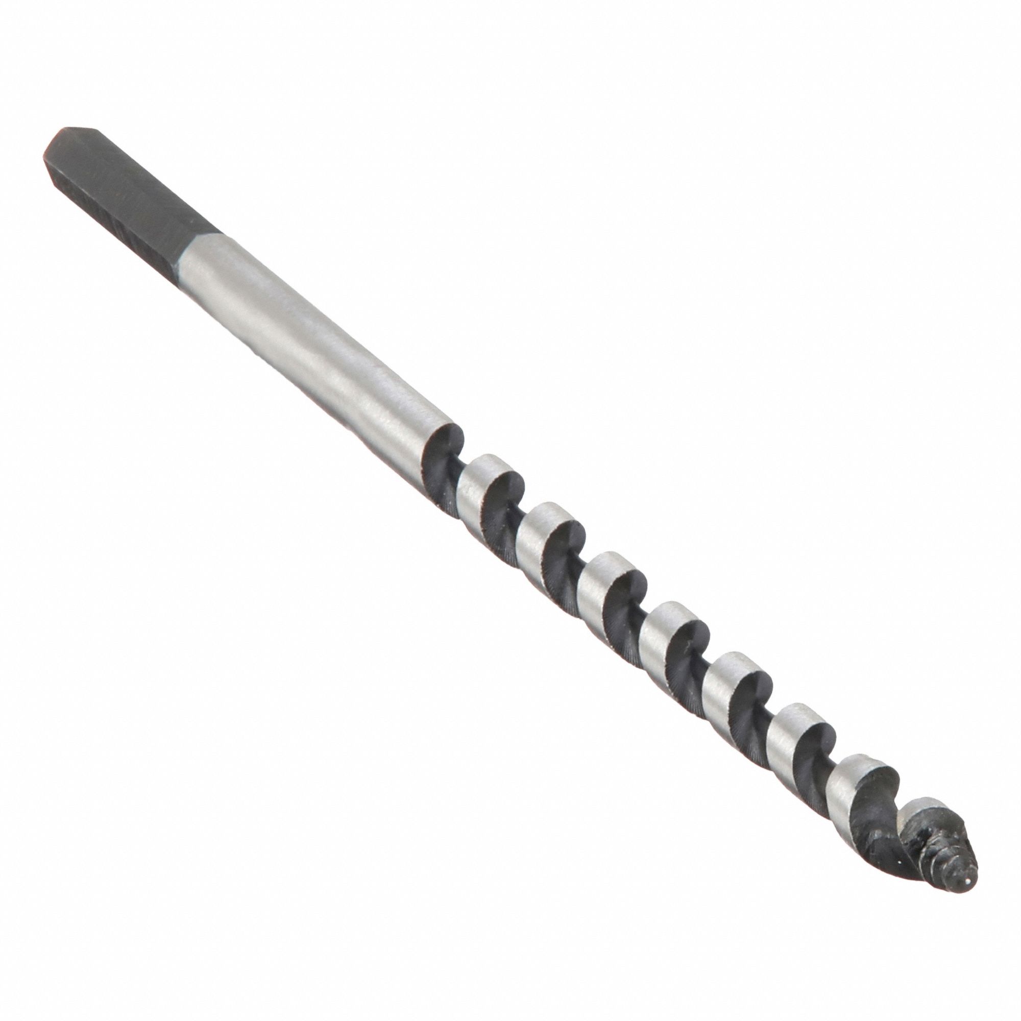 Auger Bits: 1/4 in Drill Bit Size, 7 1/2 in Overall Lg, Hex Shank, 7/32 in Shank Hex Size