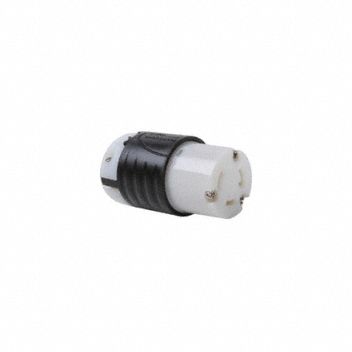 Locking Connector: L5-30R, 30 A, 125V AC, 2 Poles, Black/White, Screw Terminals