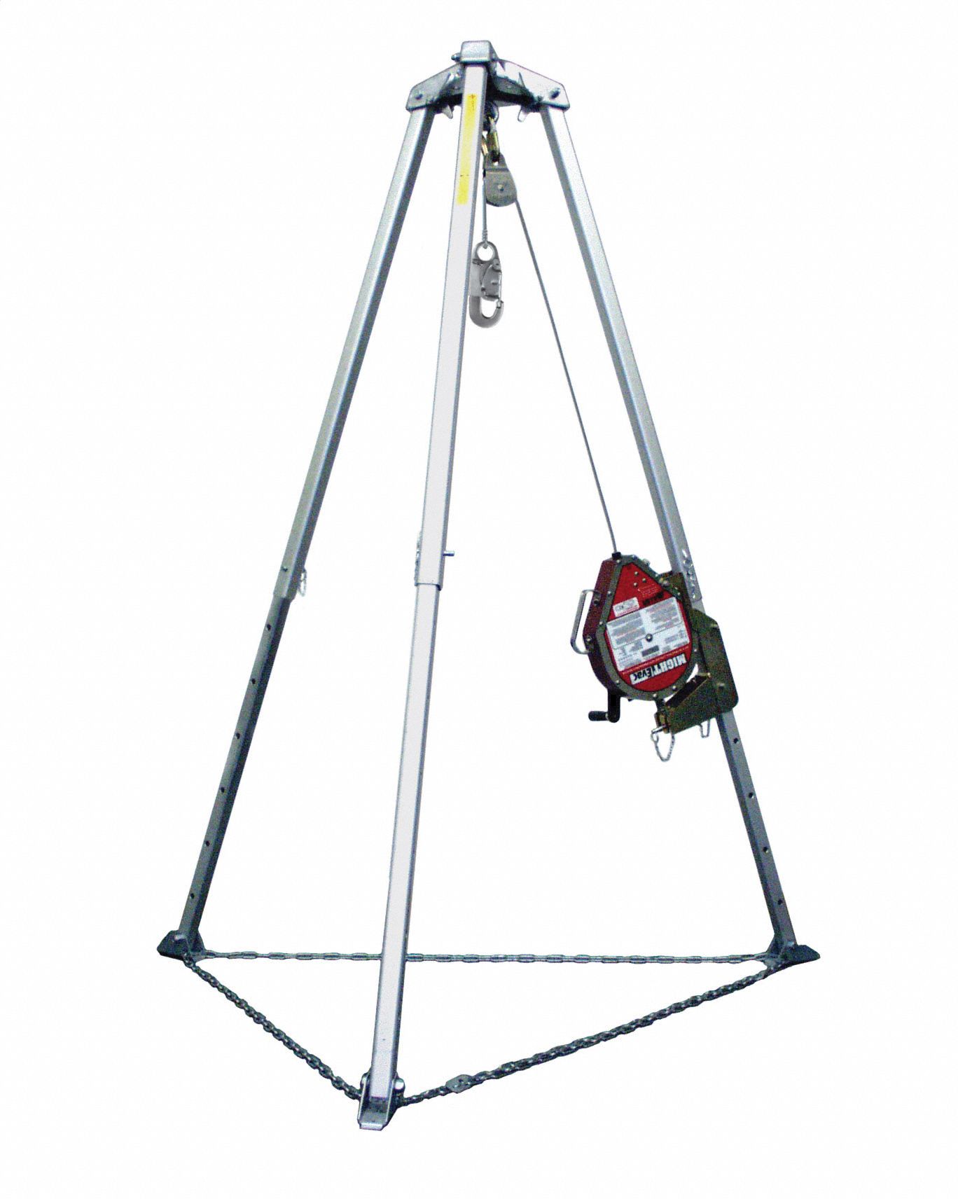 CONFINED SPACE RESCUE SYSTEM, 9 FT TRIPOD, 1 WORKER, 310 LB CAPACITY, 50 FT, GALVANIZED WIRE/STEEL