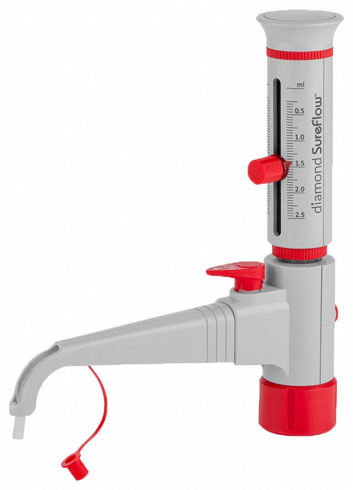 Bottle Top Dispenser: 2.5 mL Capacity - mL, 0.05 mL Graduation Increments - mL