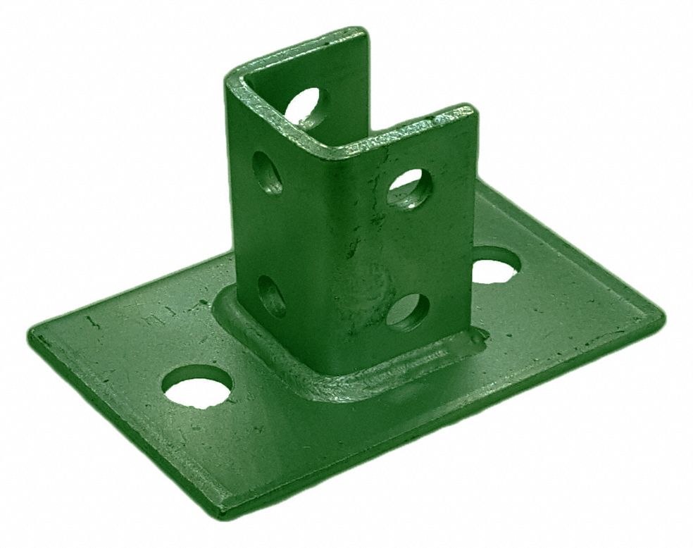 Strut Channel Fitting: 1 5/8 in x 1 5/8 in For Strut Channel Size, Green Coated, 6 Holes, Steel