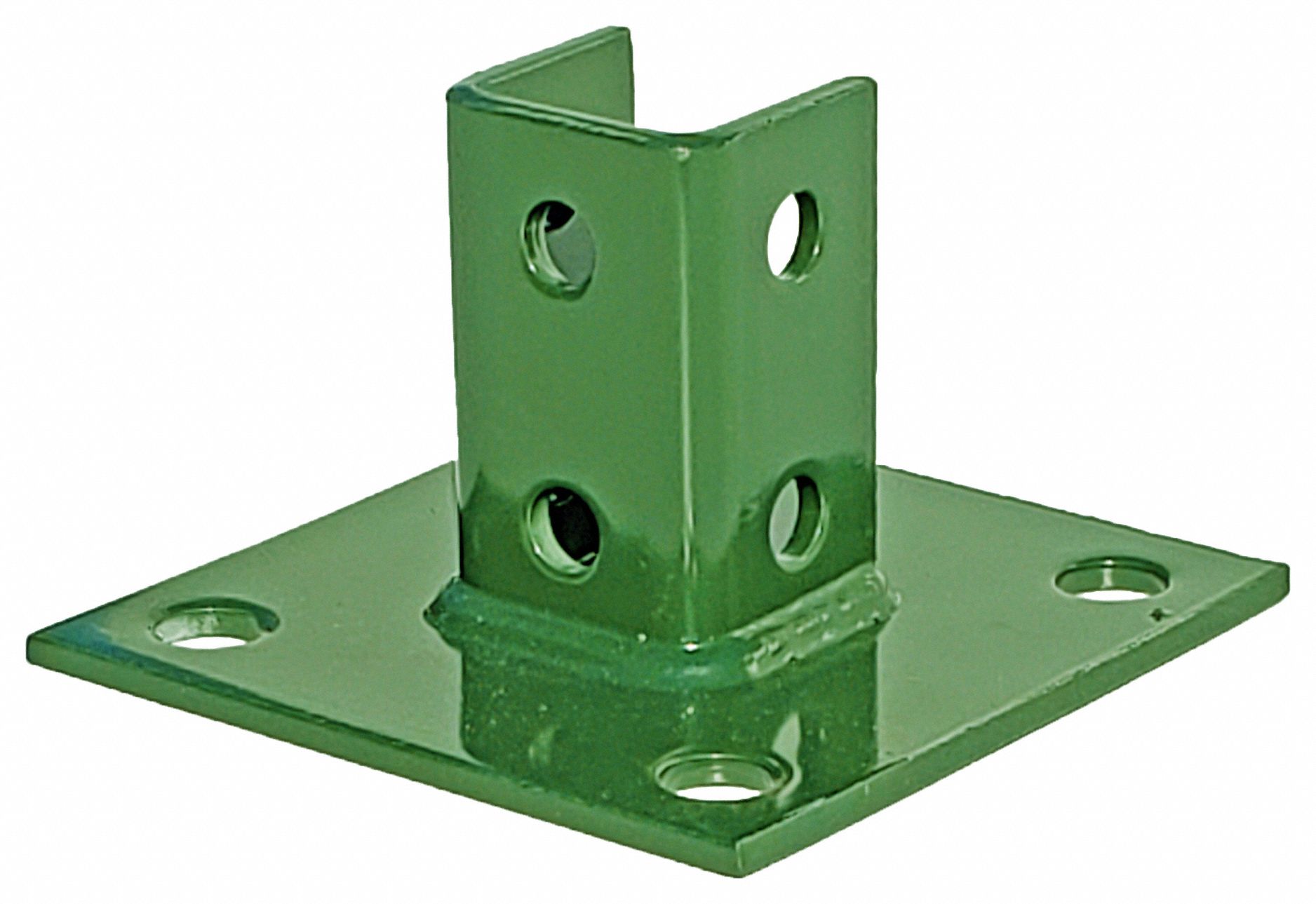 Strut Channel Fitting: 1 5/8 in x 1 5/8 in For Strut Channel Size, Green Coated, 6 Holes, Steel
