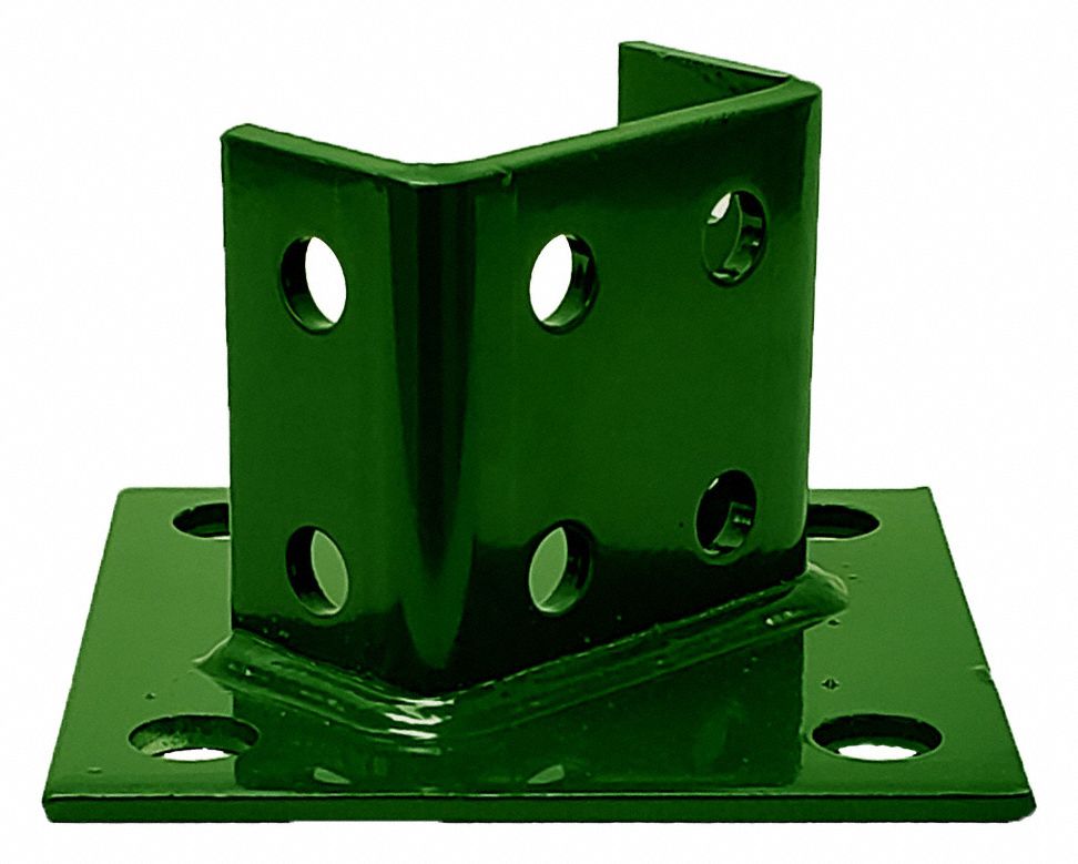 Strut Channel Fitting: 1 5/8 in x 3 1/4 in For Strut Channel Size, Green Coated, 8 Holes, Steel