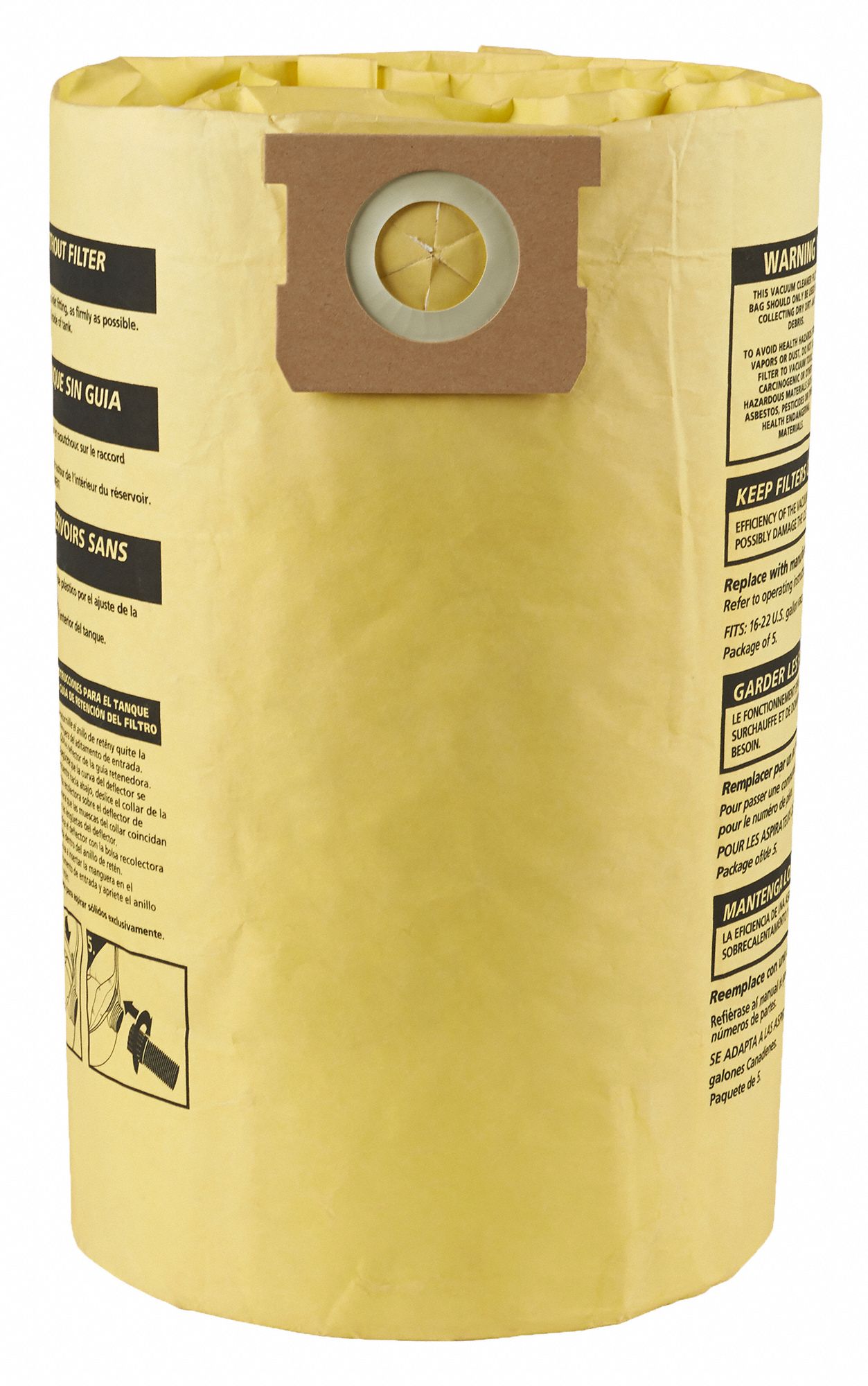 VACUUM BAG,NON REUSABLE,15 TO 22 GAL