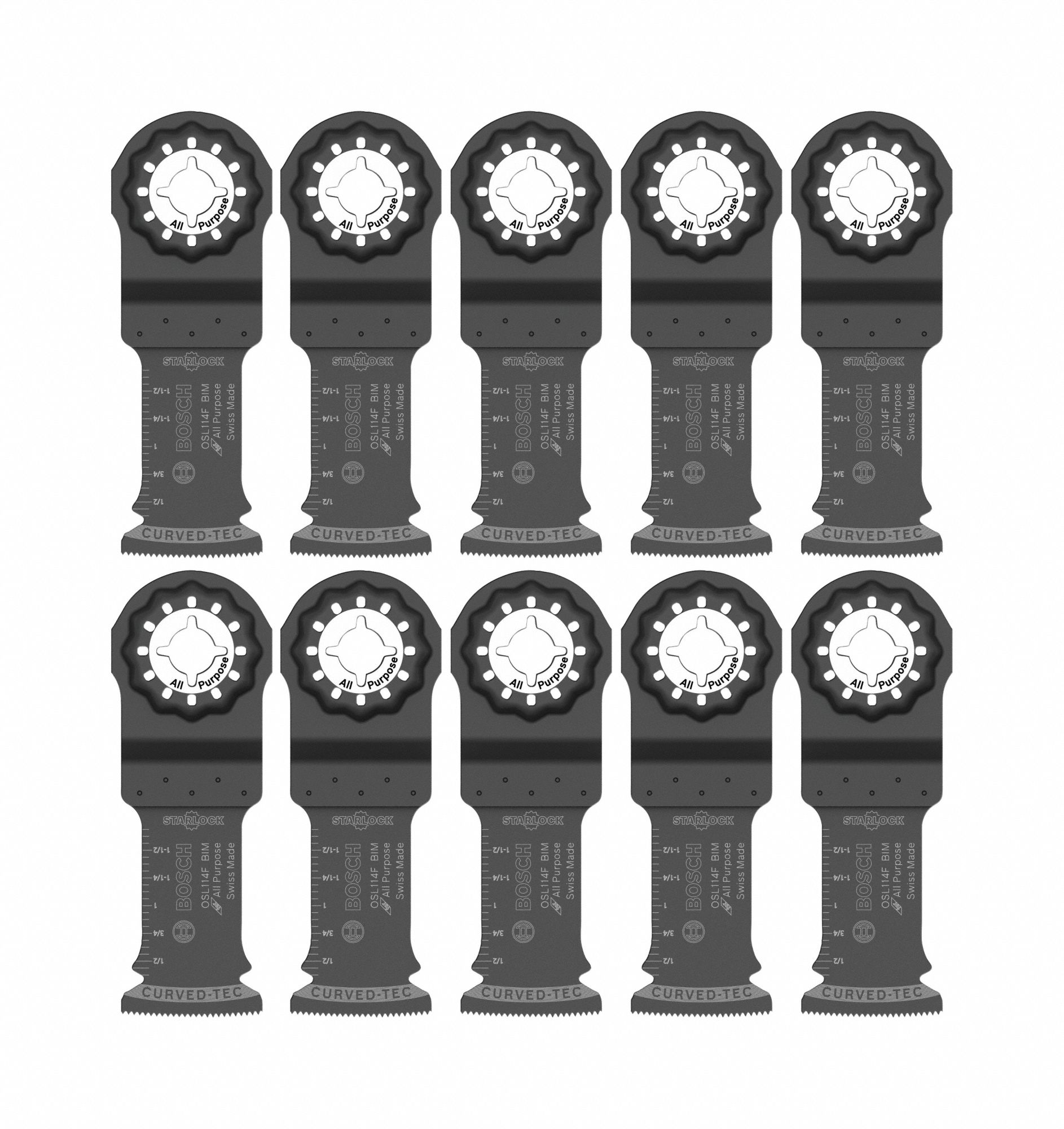 Oscillating Tool Blade: 1 1/4 in Blade Wd, 4 in Overall Lg, Plunge Cutting, Bi-Metal, 10 PK