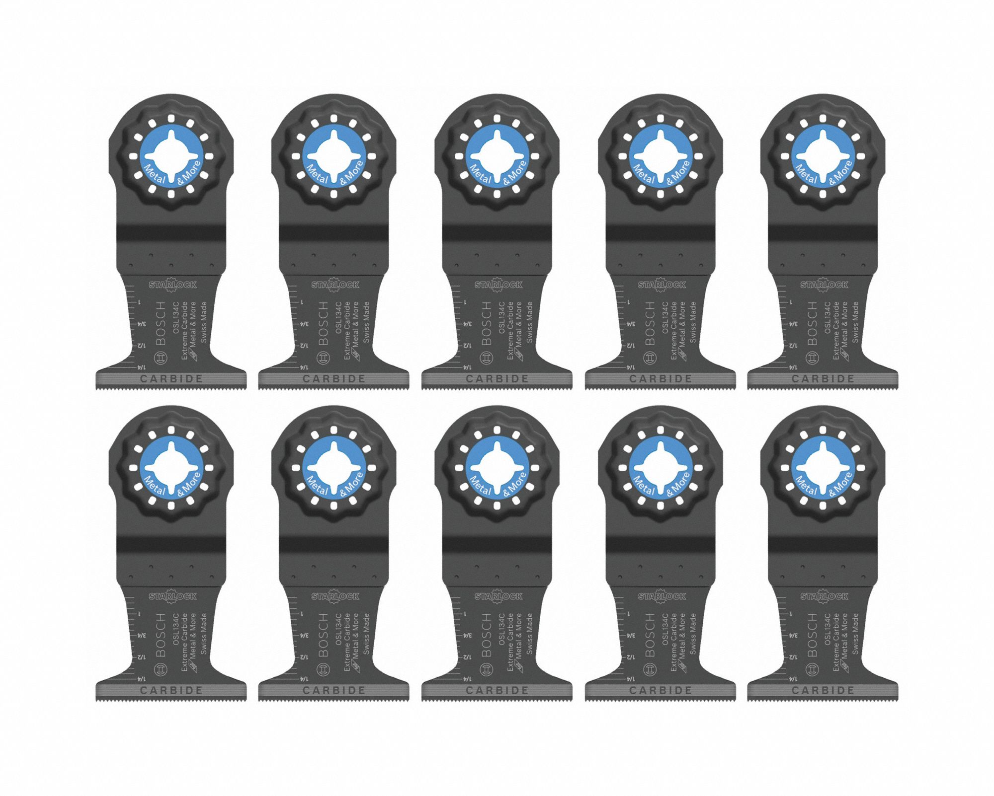 Oscillating Tool Blade: 1 3/4 in Blade Wd, 4 in Overall Lg, Plunge Cutting, Carbide, 10 PK