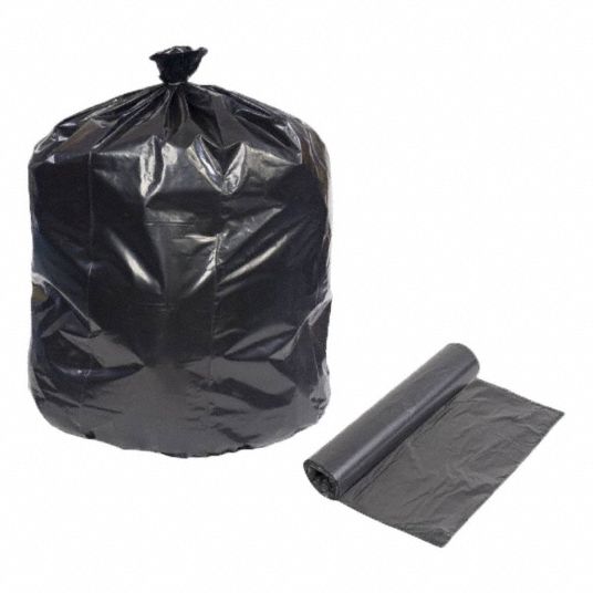 65 Gallon Black Trash Bags, 1.5 Mil, 50x48