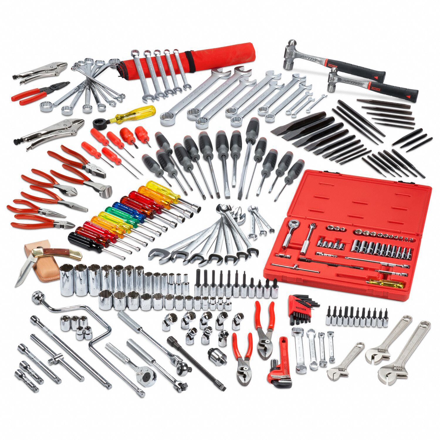 PROTO Master Tool Set 233 Pieces, SAE, 1/4 in/3/8 in Drive Size, Chest