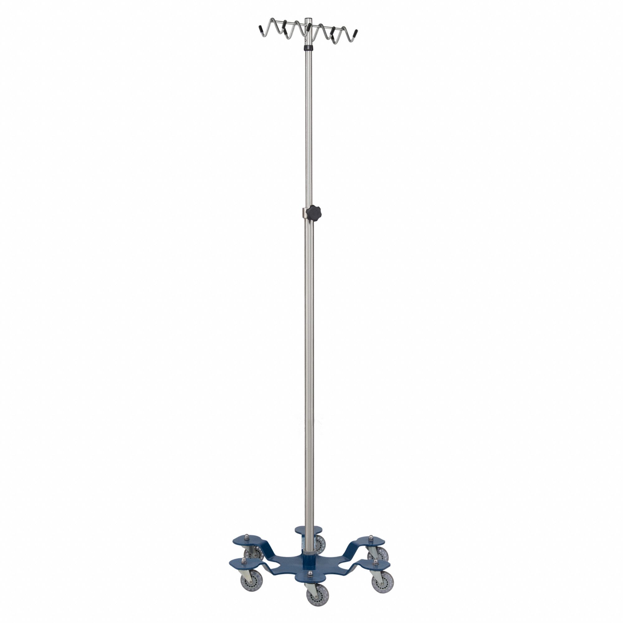 IV Pole: 6 Legs, 8 Hooks, Stainless Steel