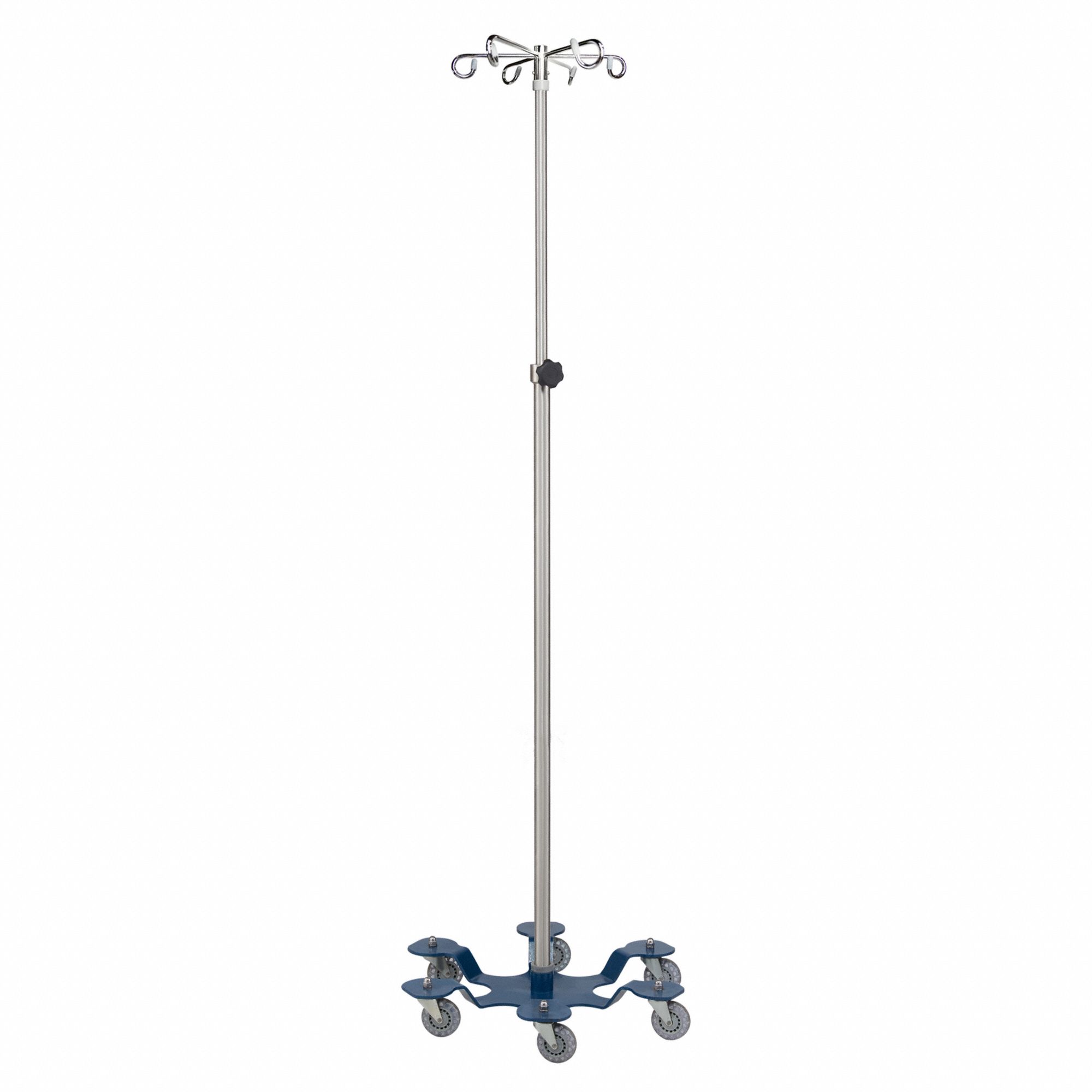 IV Pole: 6 Legs, 6 Hooks, Stainless Steel