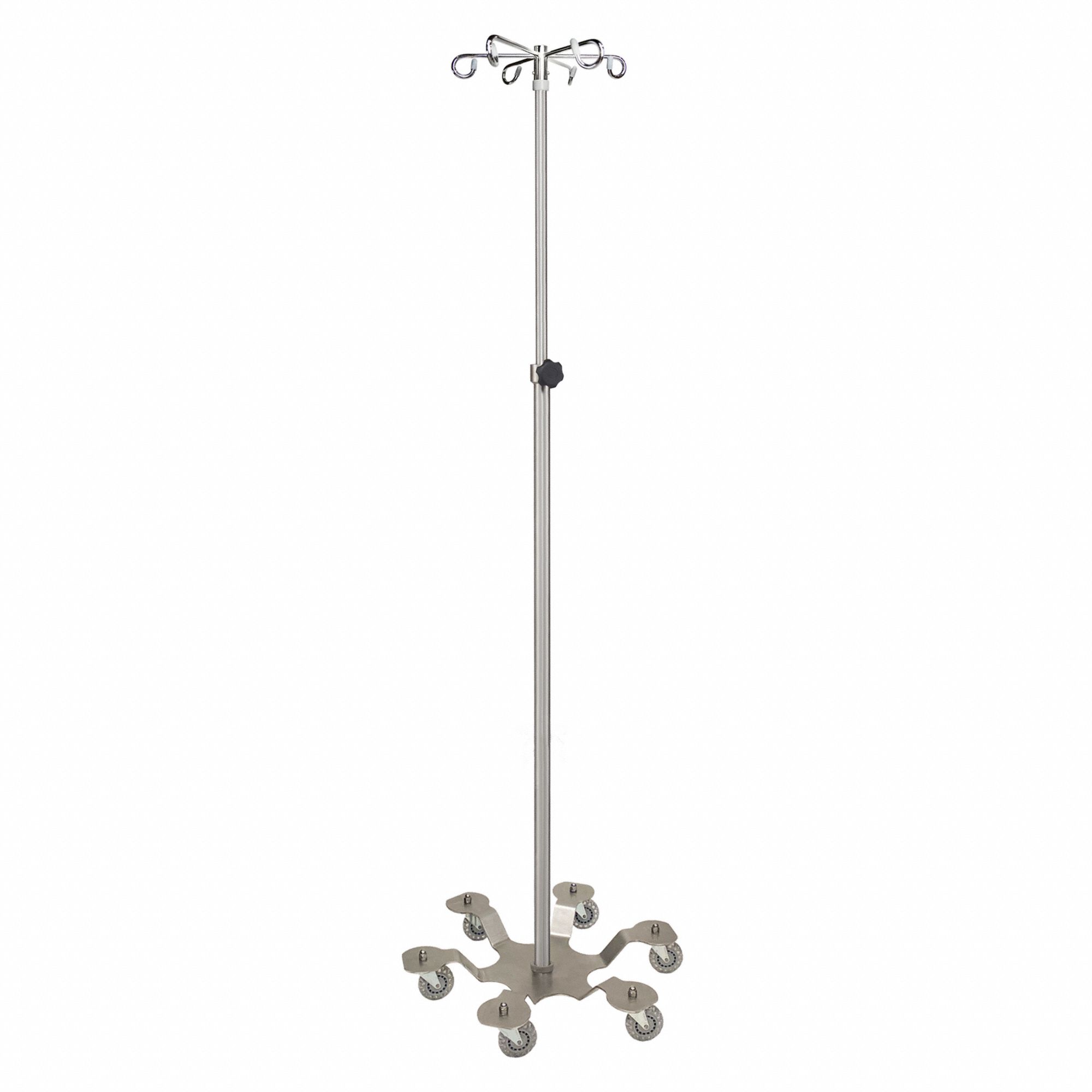 IV Pole: 6 Legs, 6 Hooks, Stainless Steel, 1371SS-6