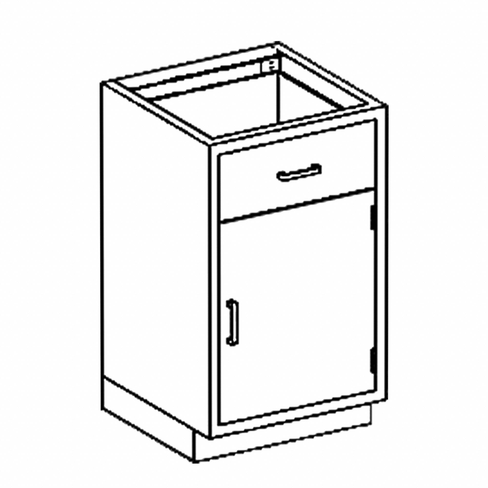 Base Cabinet: 35 1/4 in Overall Ht, 22 in Overall Dp, 24 1/8 in Overall Wd, Stainless Steel, 1 Doors