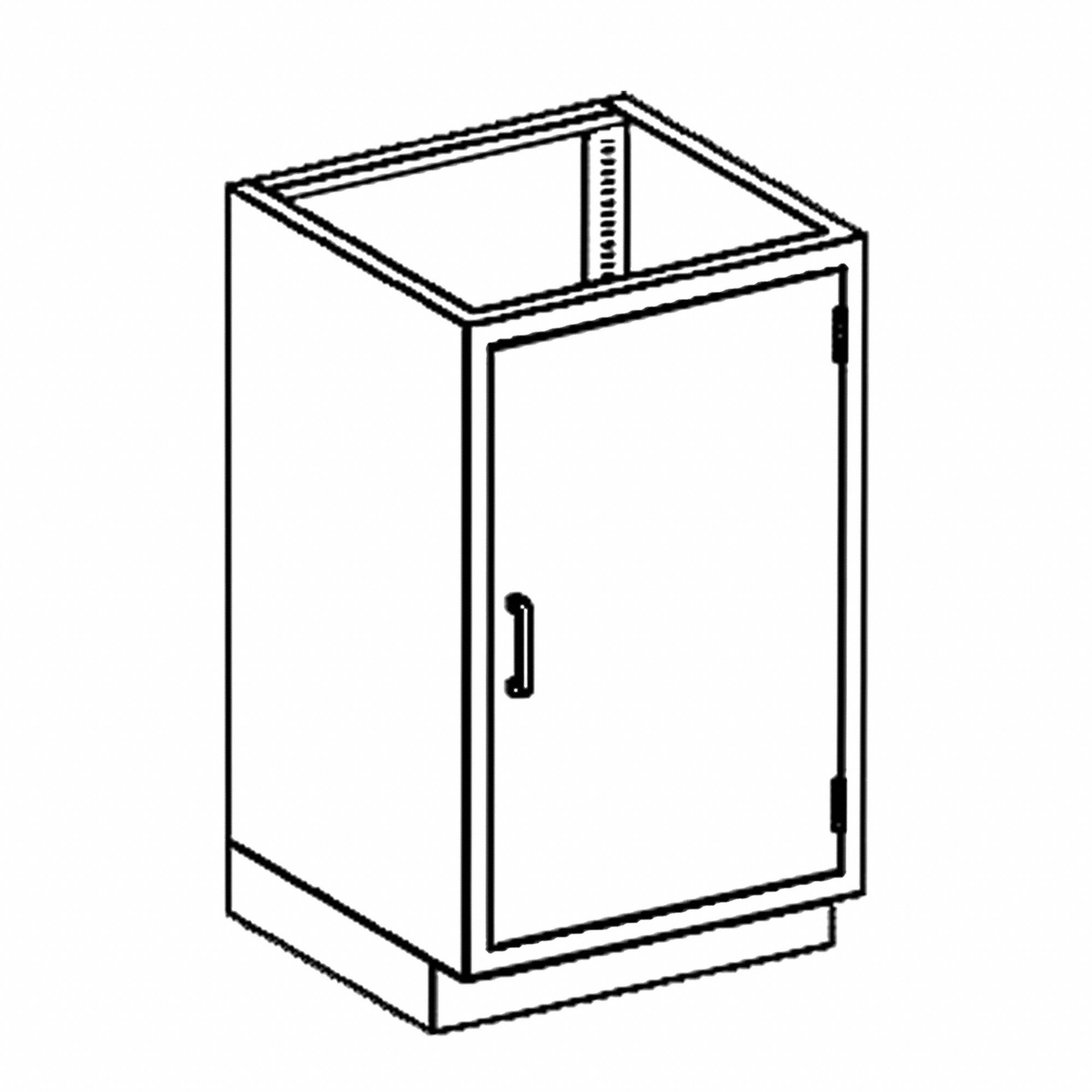 Base Cabinet: 35 1/4 in Overall Ht, 22 in Overall Dp, 24 1/8 in Overall Wd, Stainless Steel, 1 Doors