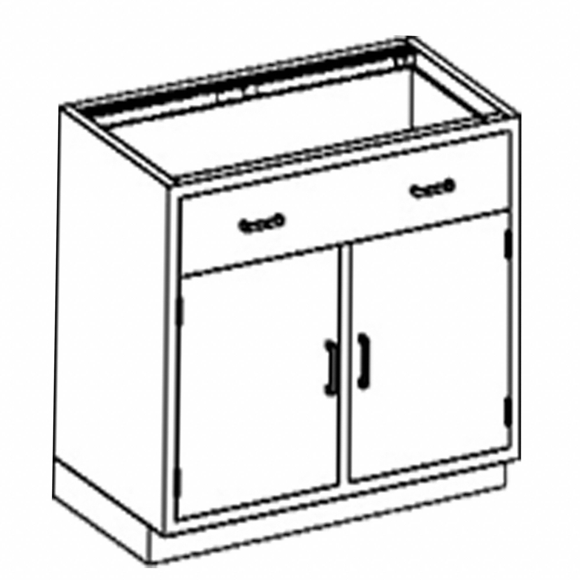 Base Cabinet: 35 1/4 in Overall Ht, 22 in Overall Dp, 35 in Overall Wd, Stainless Steel, 1 Drawers