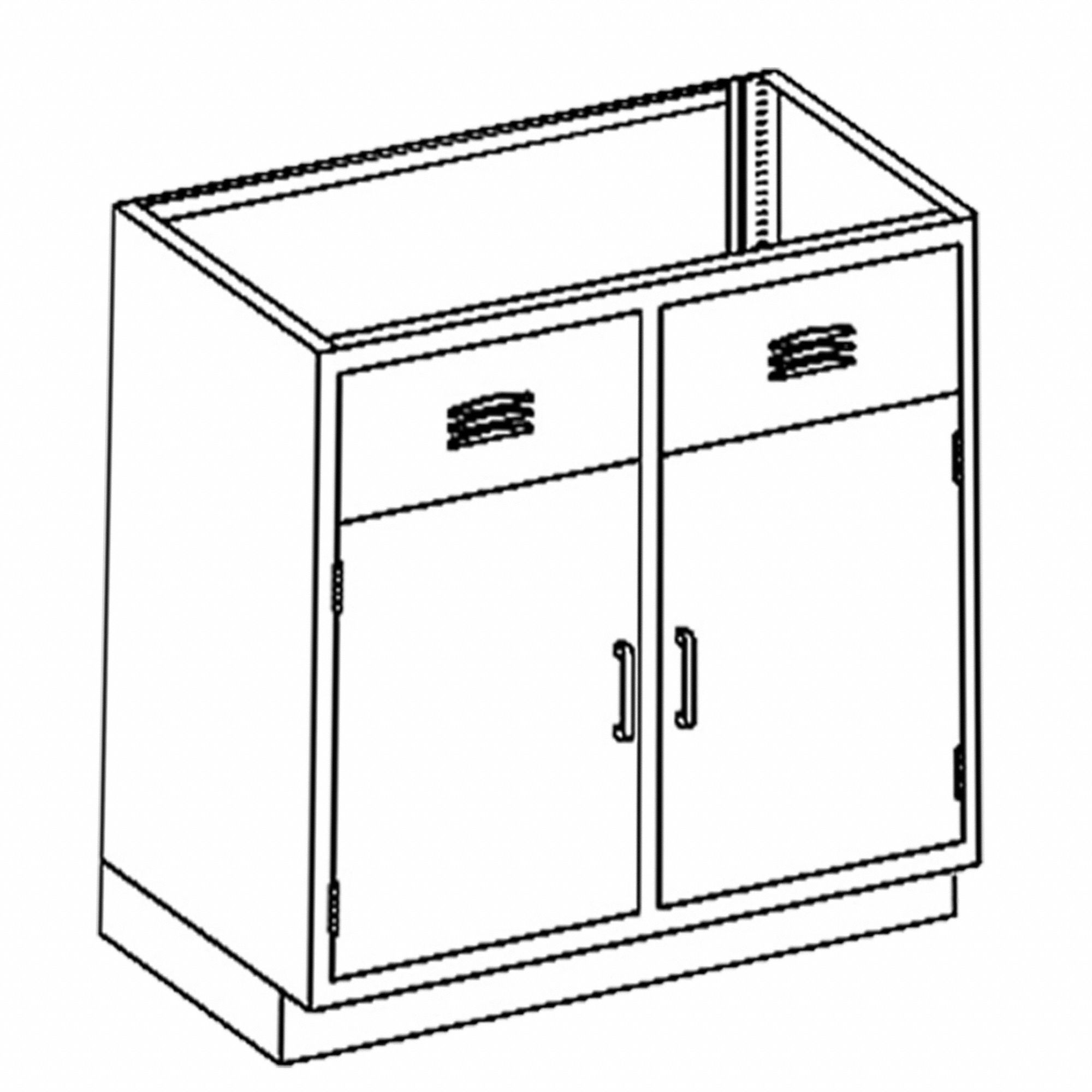 Base Cabinet: 35 1/4 in Overall Ht, 22 in Overall Dp, 35 in Overall Wd, Stainless Steel, 0 Drawers