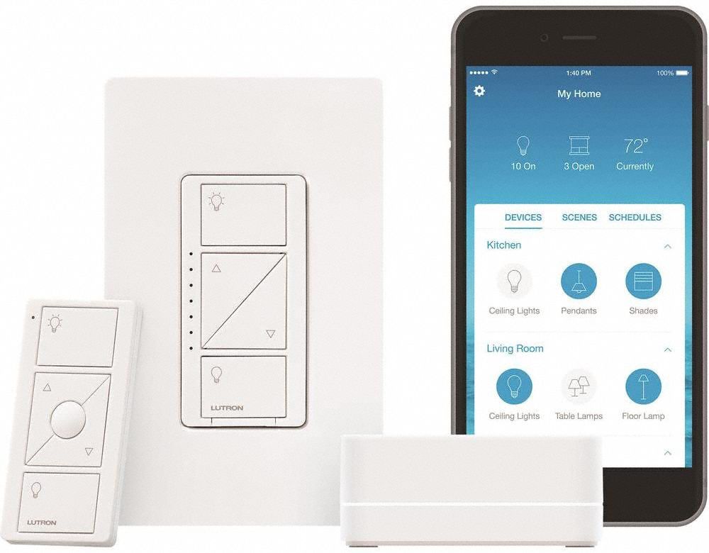 LUTRON, Smart Dimmer Kit, Fluorescent/Halogen, Incandescent/LED, In