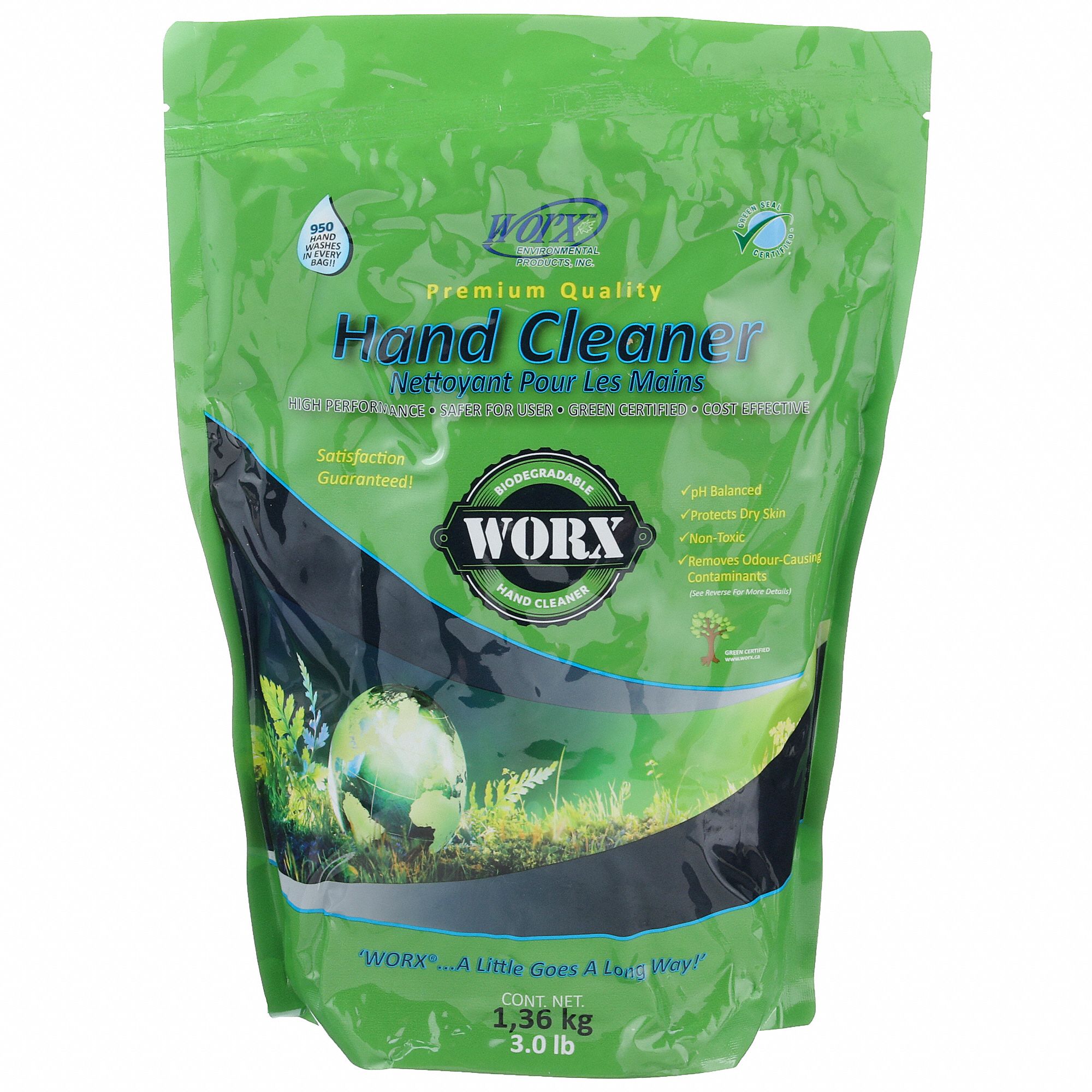 HAND CLEANER, POWER, POUCH, 3 LB, JUNIPER-BERRY, HYPOALLERGENIC, WORX SERIES