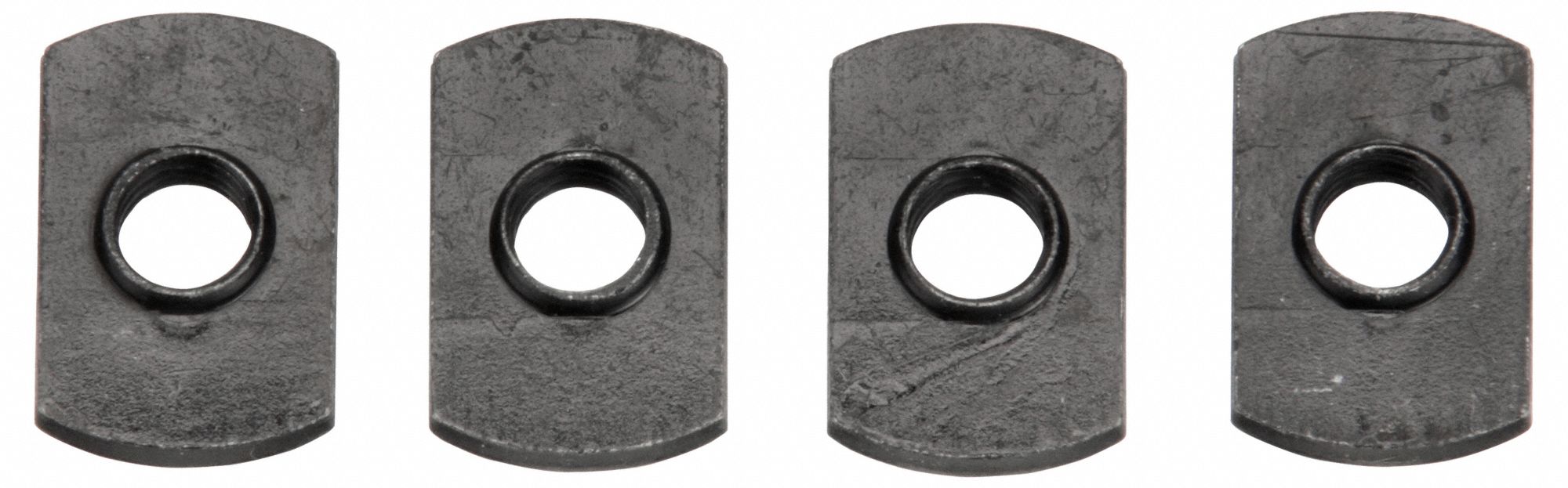 Economy T-Nut: 5/16"-18 Size, For 0.4 in Slot Wd, 15 Series, Single Center, Black Zinc-Plated, 4 PK
