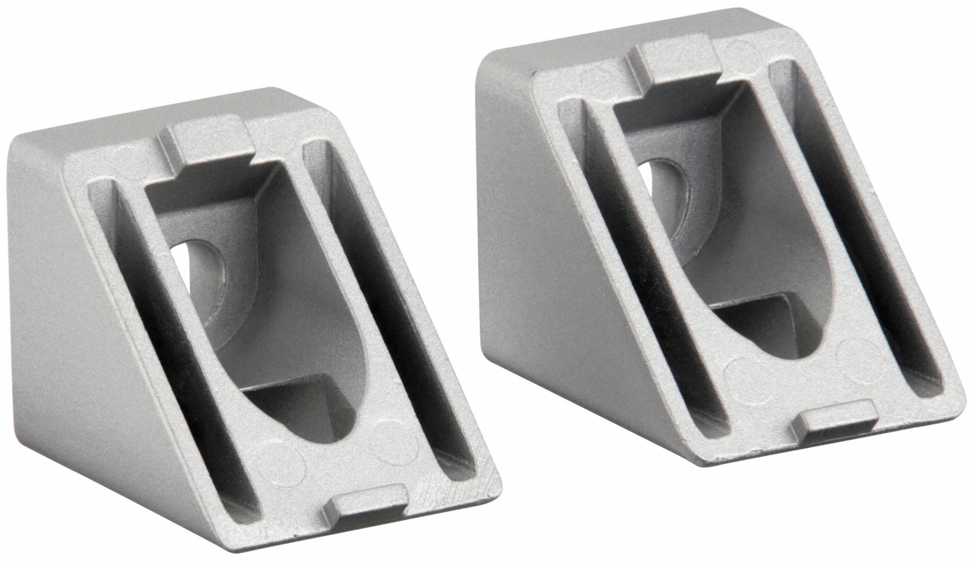 Angle Connector 45°: 45° Angle Connector, 25 Series, 32 mm x 25 mm x 25 mm, 2 Holes, Gray, 2 PK