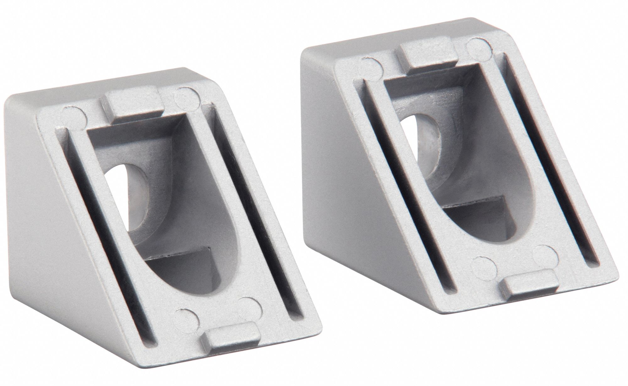 Angle Connector 45°: 45° Angle Connector, 45 Series, 54 mm x 45 mm x 45 mm, For 10 mm Slot Wd, 2 PK