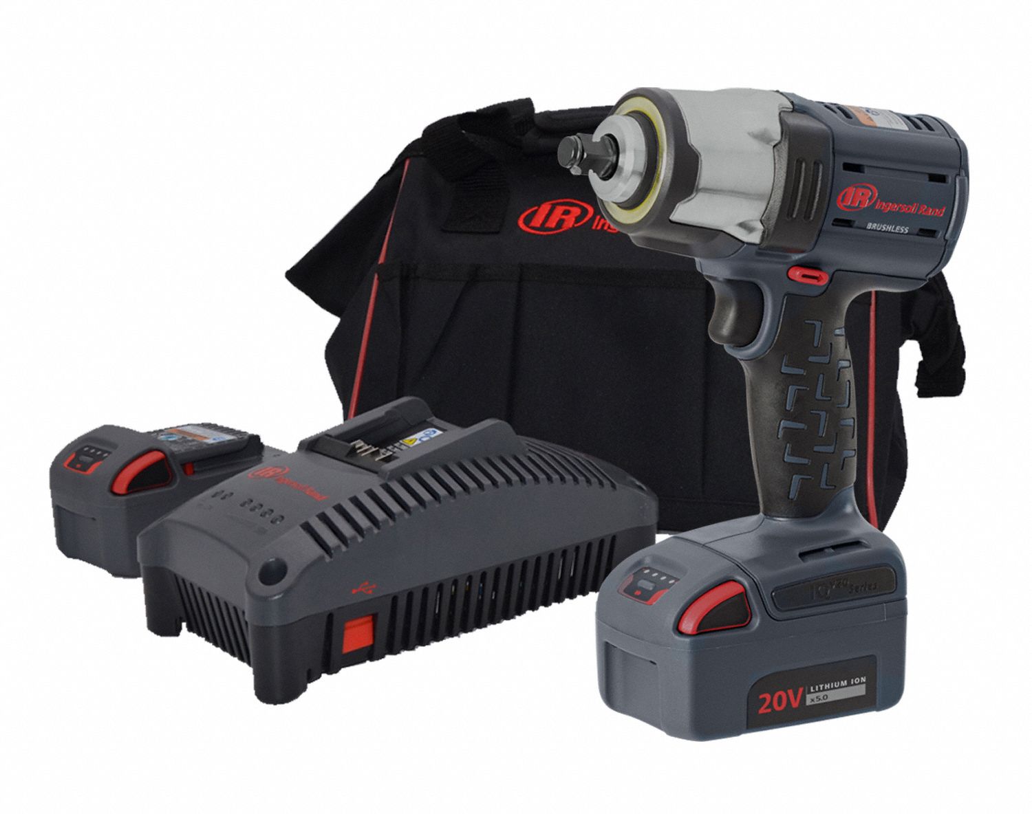 Impact Wrench: 1/2 in Drive Size, 340 ft-lb Fastening Torque, Brushless, 20 V DC Volt
