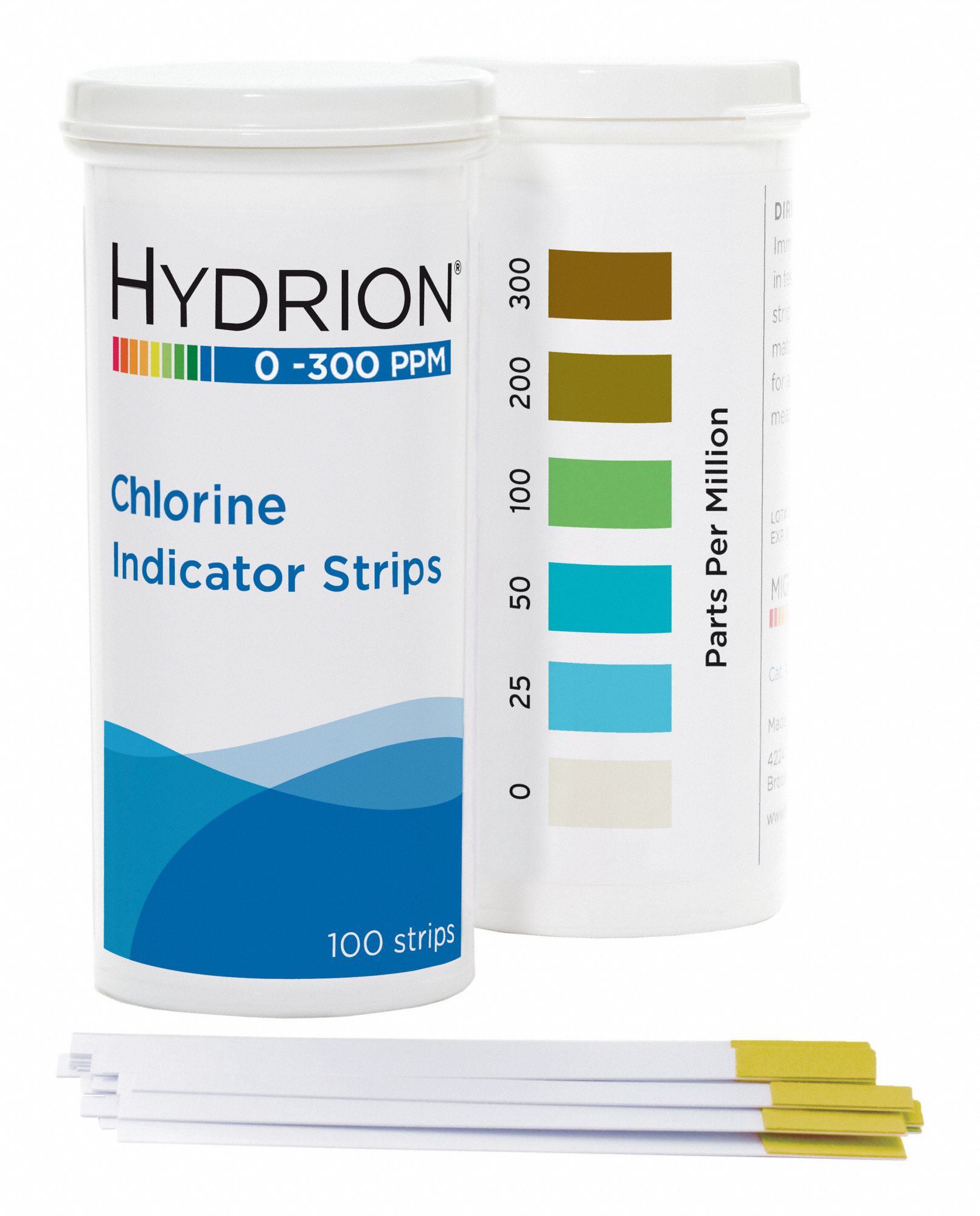 Chlorine Test Strip 0 to 300: Free Chlorine, 0 to 300 ppm, 6 PK
