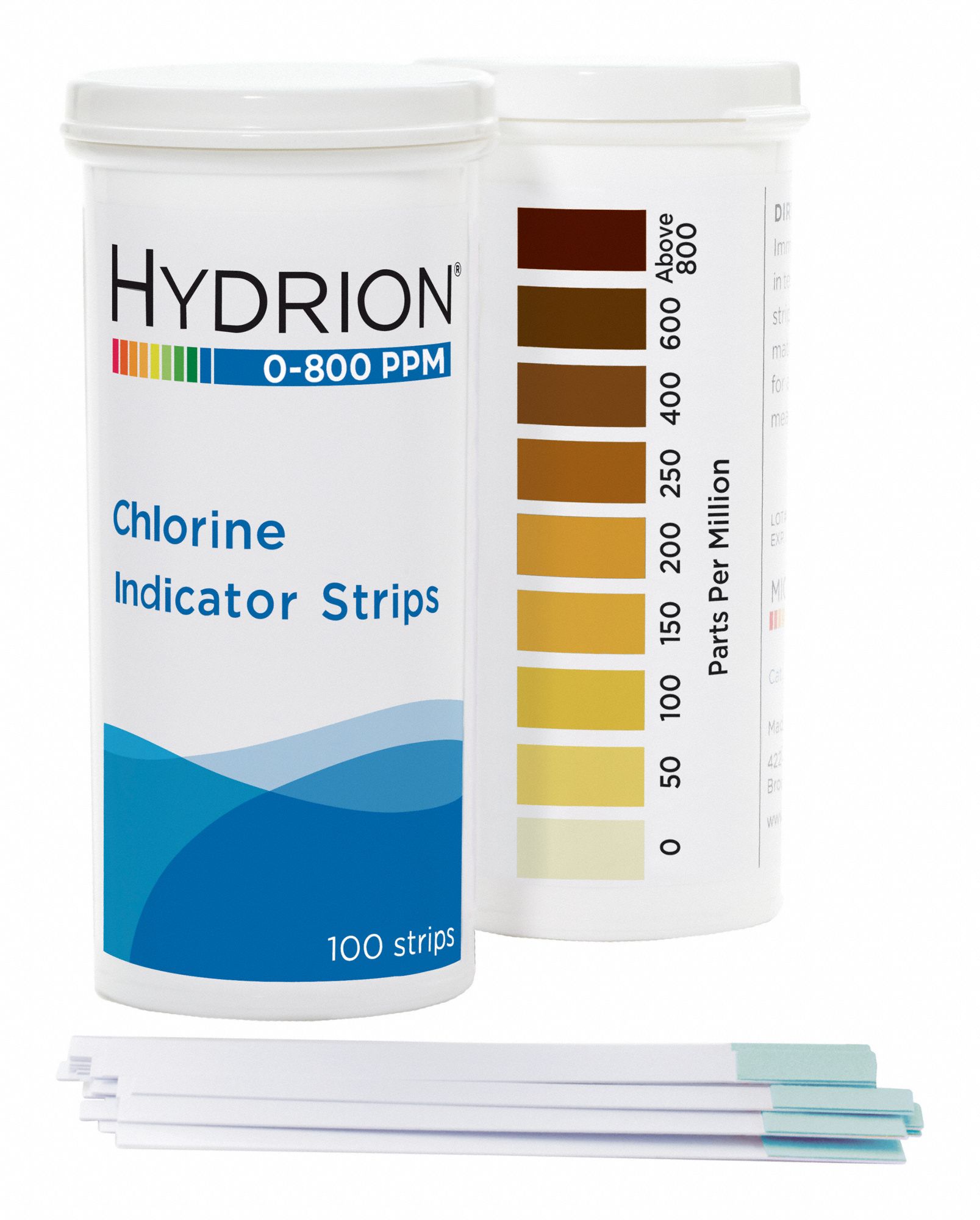 Chlorine Test Strip 0 to 800: Free Chlorine, 0 to 800 ppm