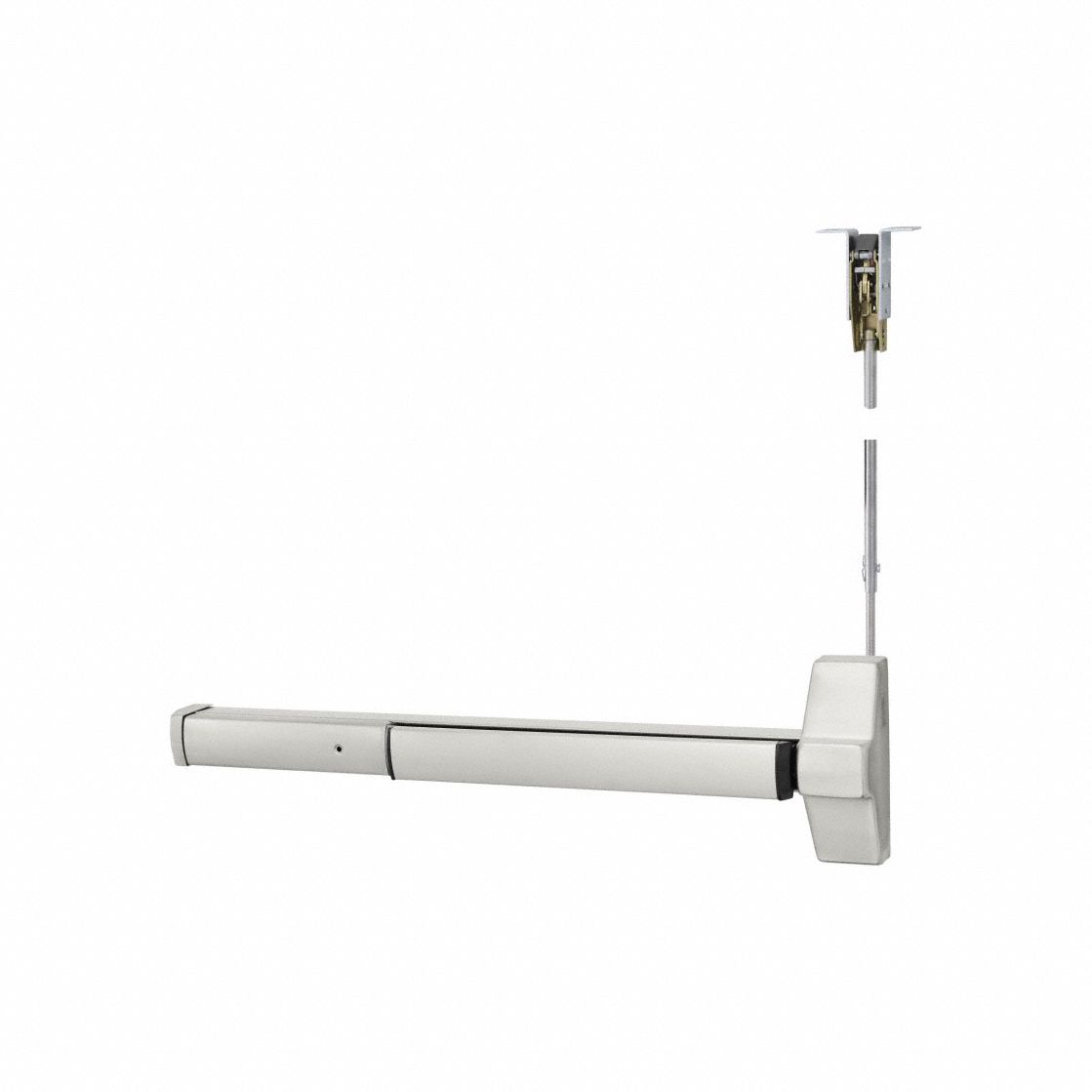 Concealed Vertical Rod: 36 in Max Door Wd, Stainless Steel