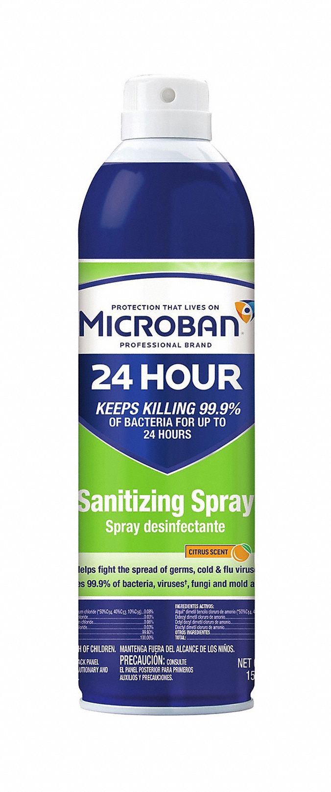 Disinfectant Spray: Aerosol Spray Can, 15 oz Container Size, Ready to Use, Liquid, 6 PK