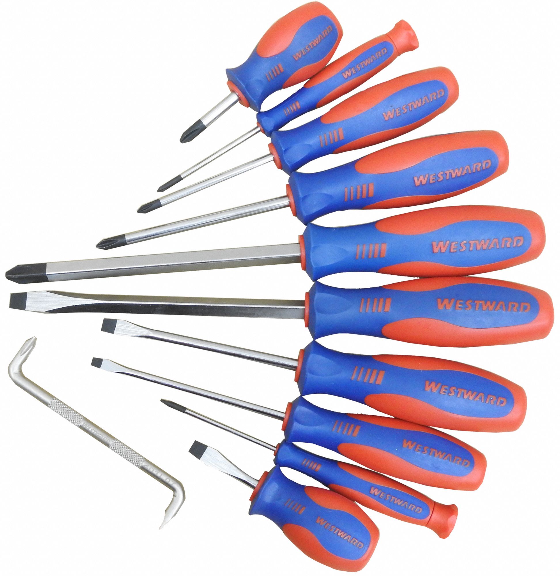 SCREWDRIVER SET, 11 PIECES, PHILLIPS/SLOTTED TIP, CUSHION GRIP