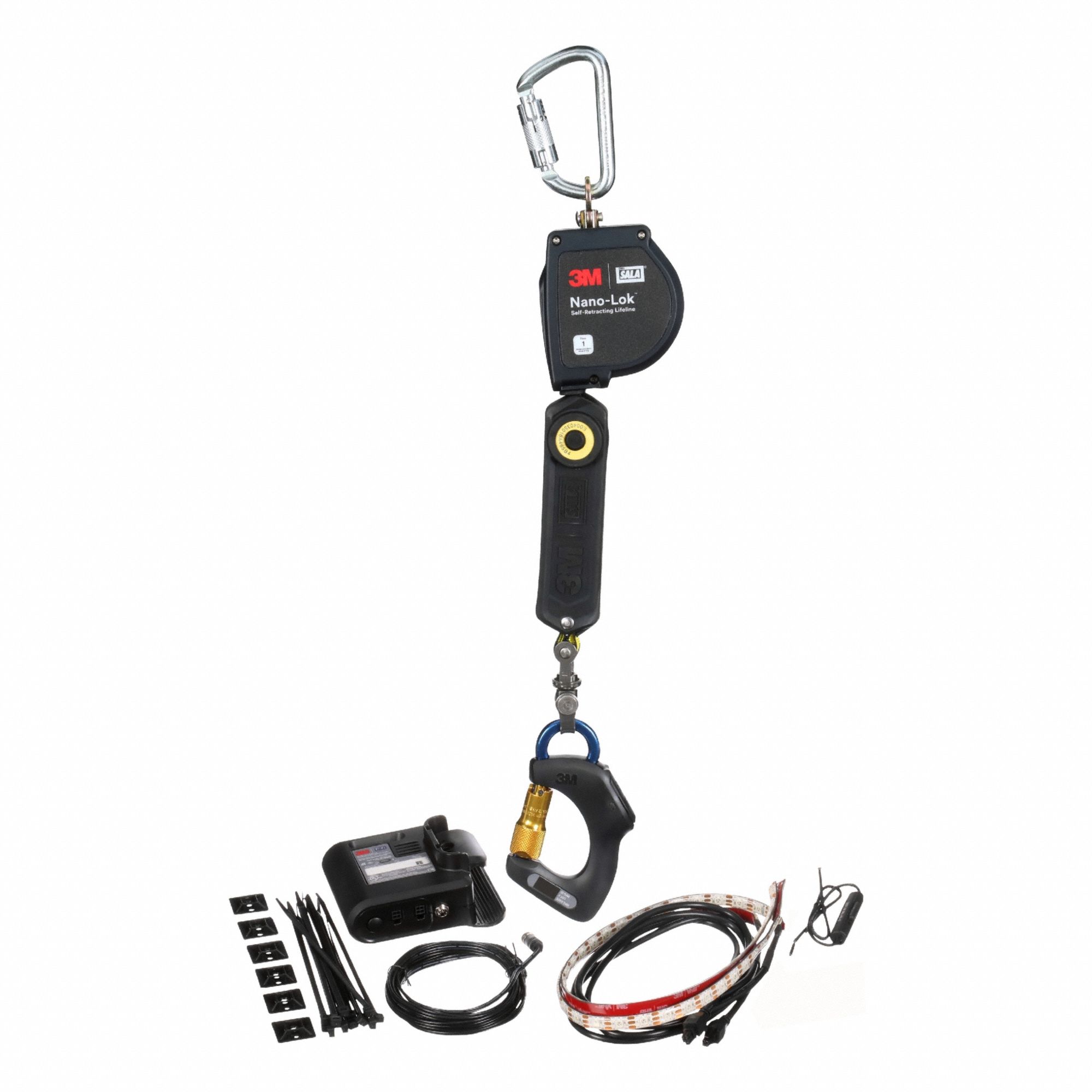 Self-Retracting Lifeline: Aluminum Carabiner Anchor, Harness Carabiner, 11 ft Line